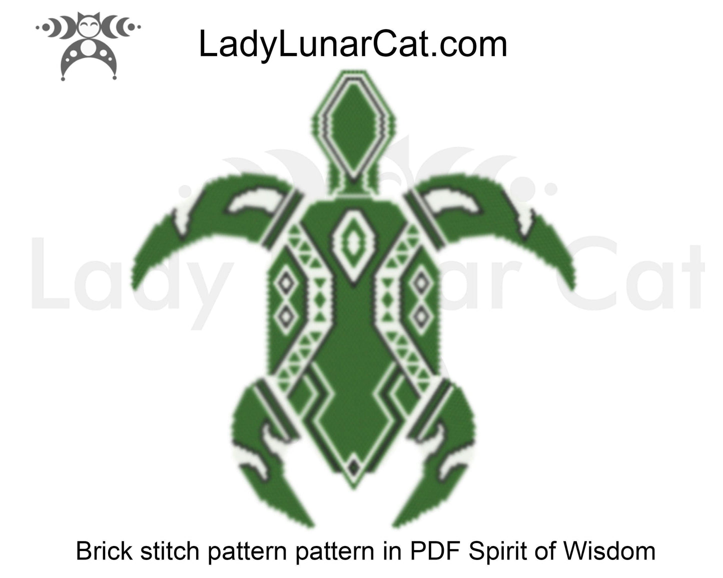 Brick stitch beading pattern Green sea turtle LadyLunarCat