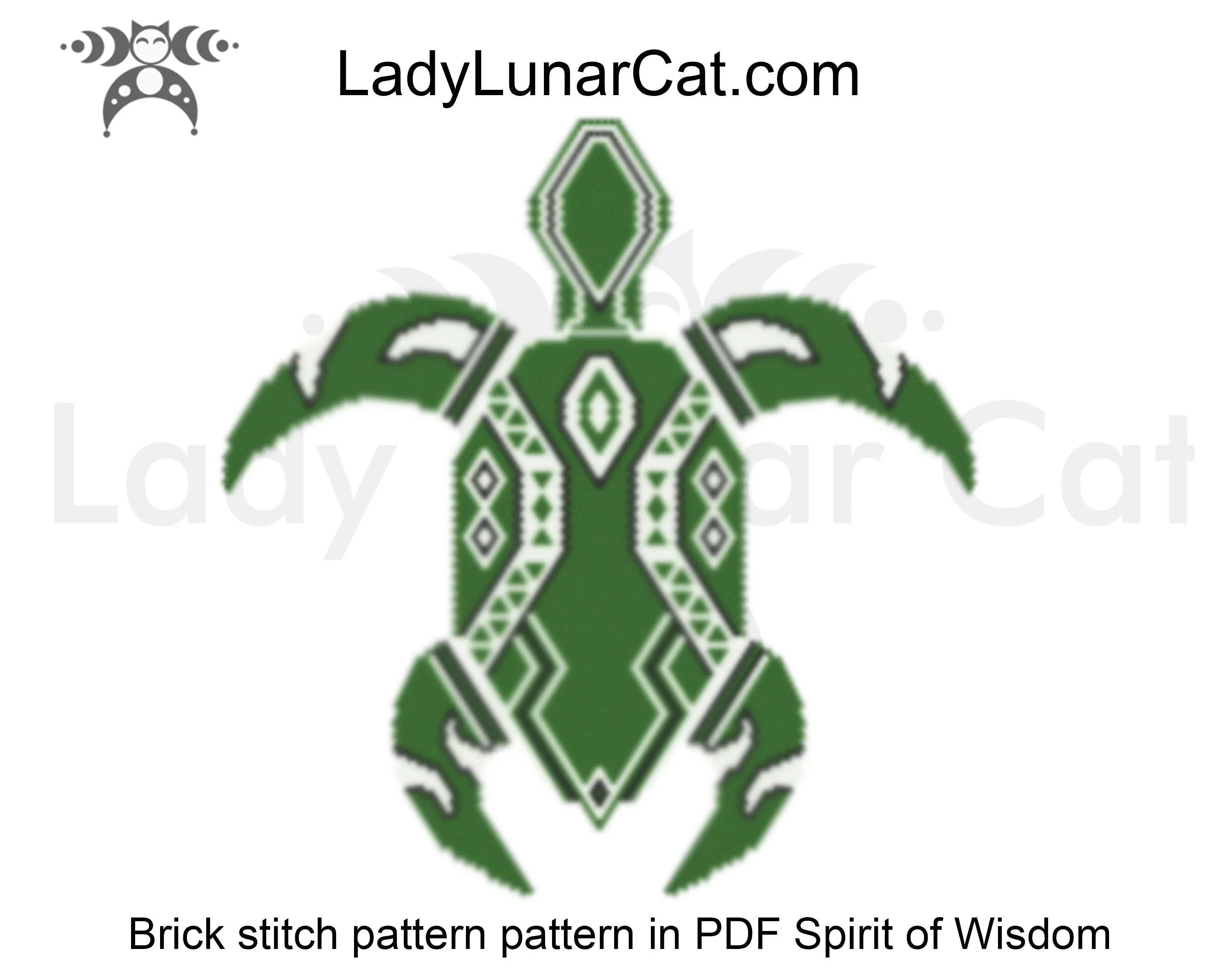 Spirit of Wisdom beaded sea turtle full view - green ocean Miyuki Delica 11/0 LadyLunarCat