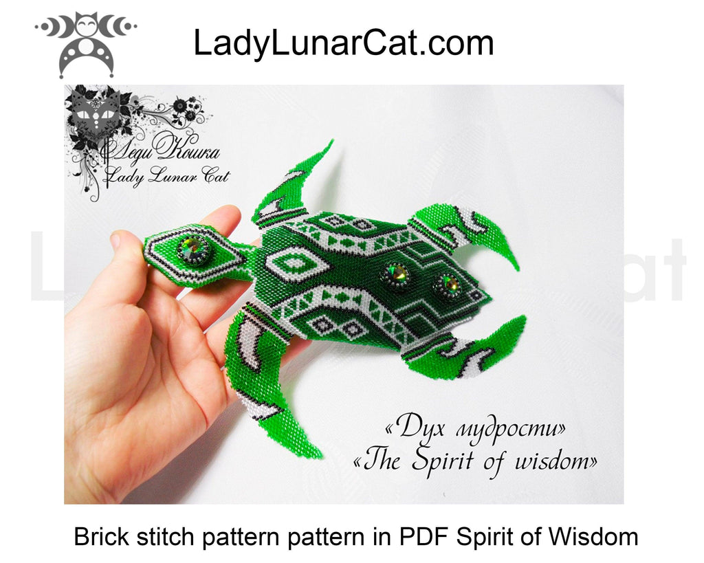 Brick stitch beading pattern Green sea turtle LadyLunarCat