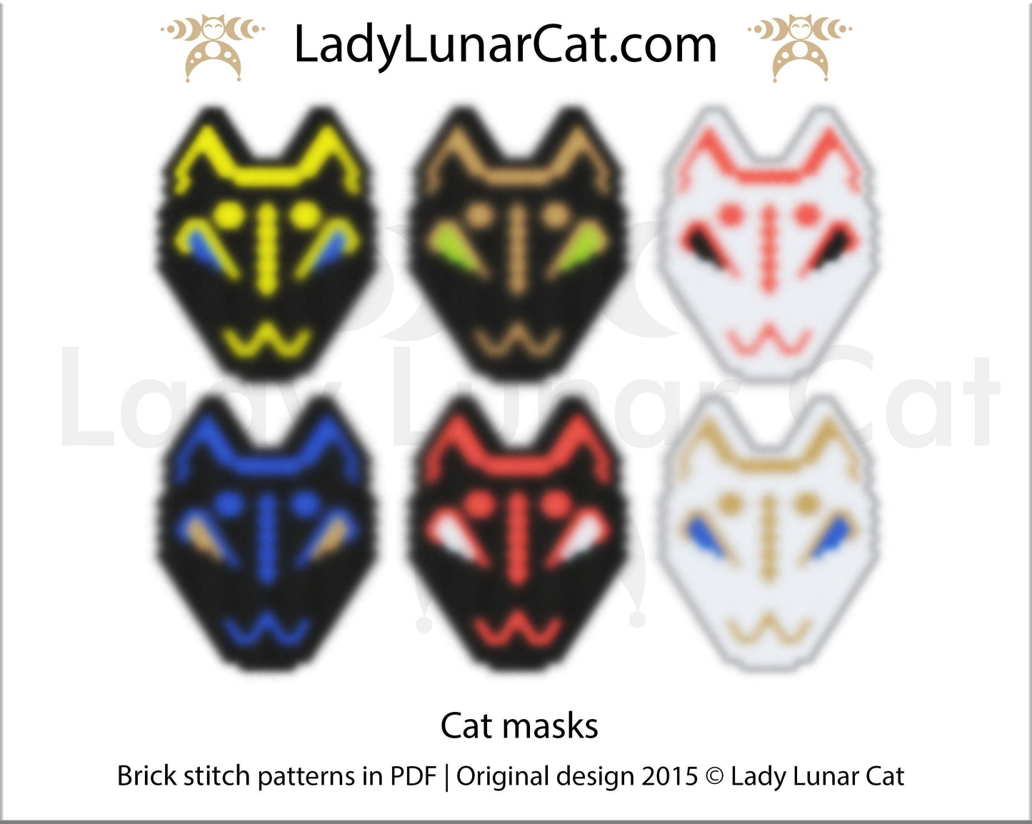 Brick stitch cat mask  beading pattern LadyLunarCat