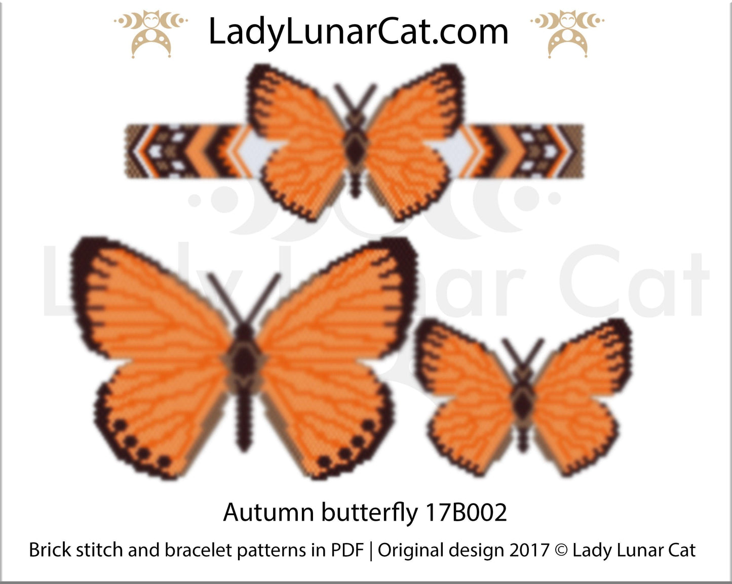 Brick stitch patterns for beading Autumn butterfly set 17B002 LadyLunarCat