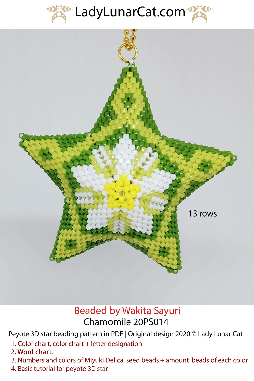 Beaded star pattern for beadweaving Chamomile flower 20PS014 LadyLunarCat