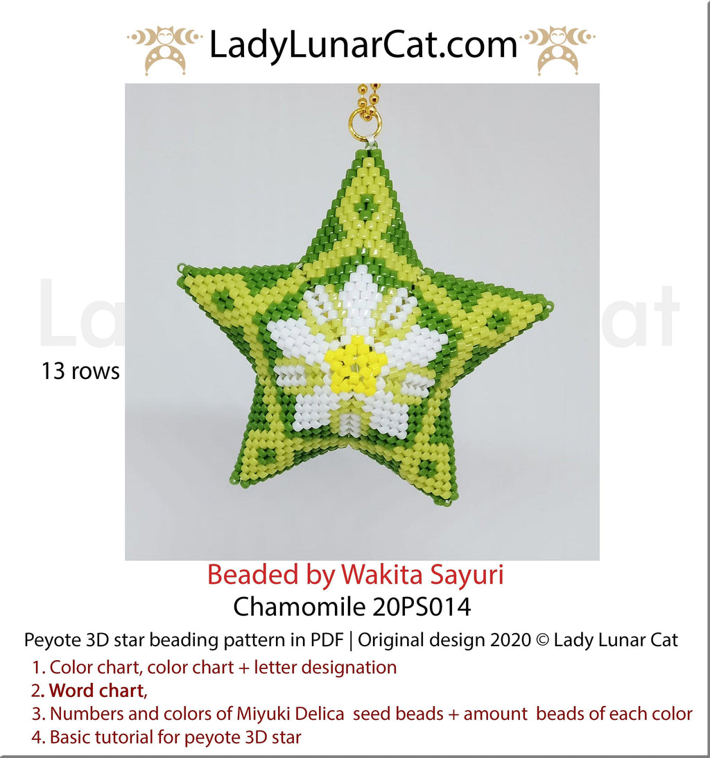 Beaded star pattern for beadweaving Chamomile flower 20PS014 LadyLunarCat