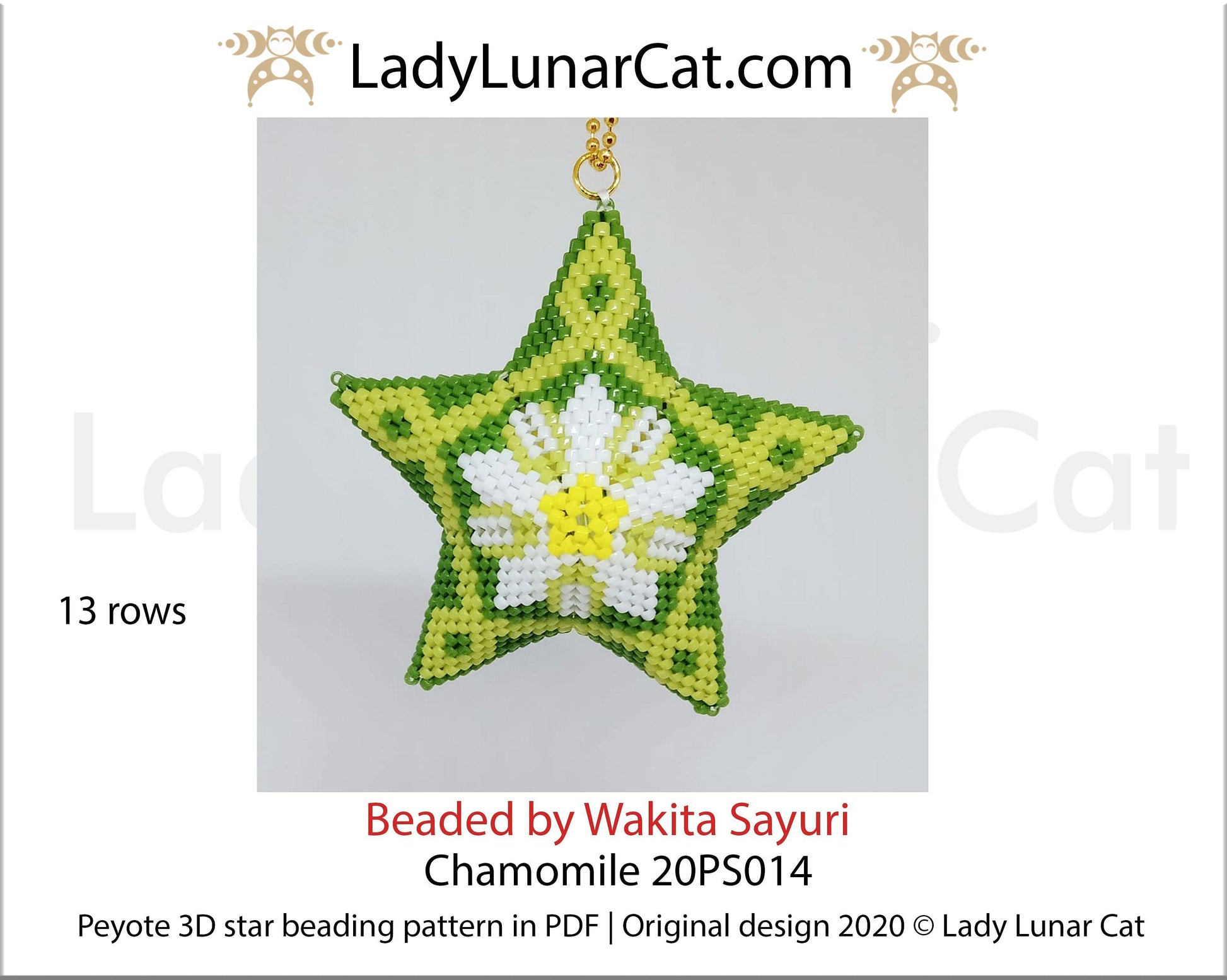Beaded star pattern for beadweaving Chamomile flower 20PS014 LadyLunarCat