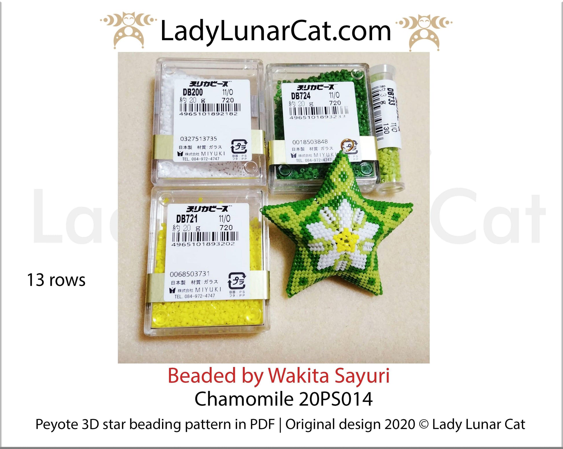 Beaded star pattern for beadweaving Chamomile flower 20PS014 LadyLunarCat
