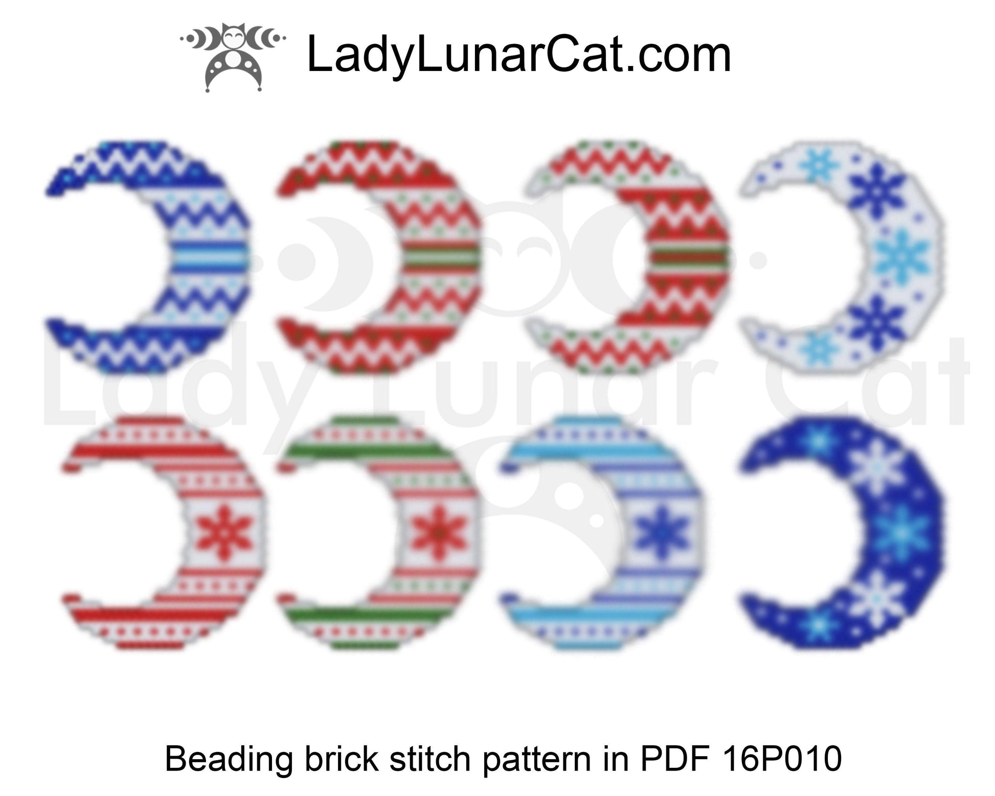 Christmas brick stitch beading patterns Moon 16P010 LadyLunarCat