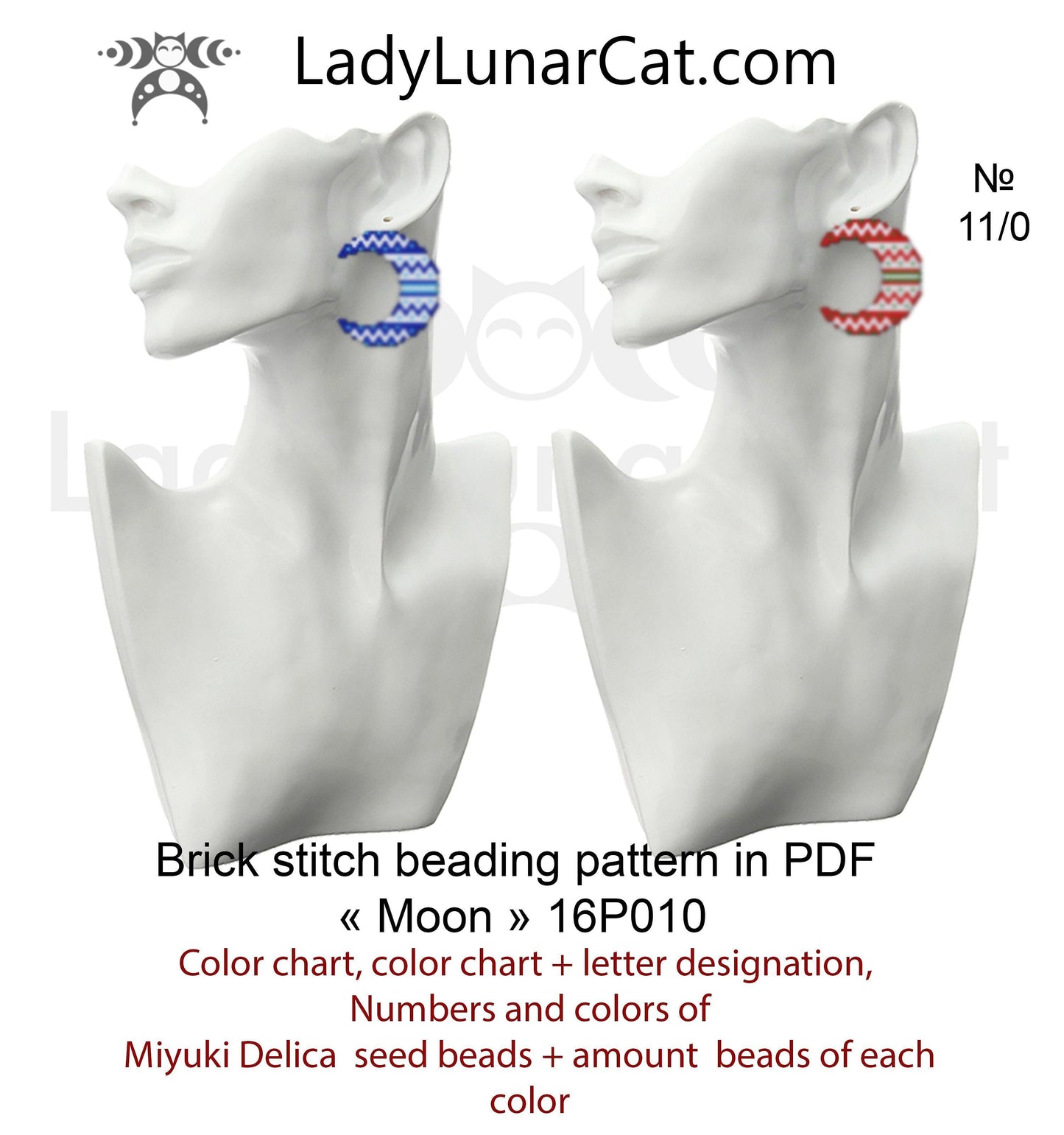 Christmas brick stitch beading patterns Moon 16P010 LadyLunarCat