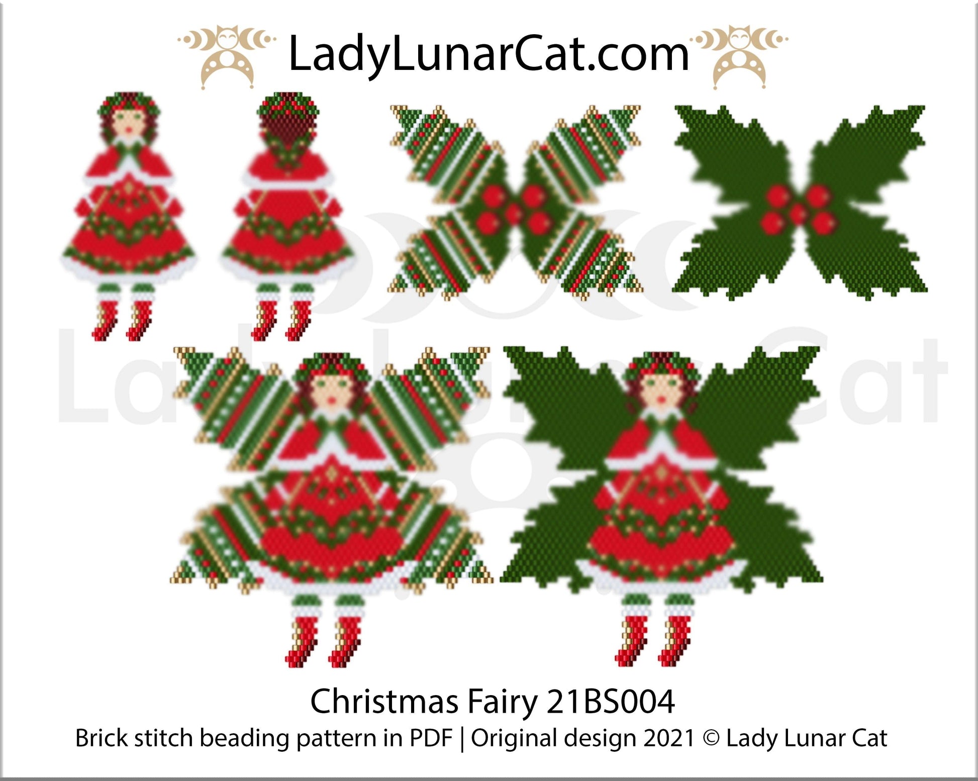 Brick stitch pattern for beading Christmas Fairy 21BS004 LadyLunarCat