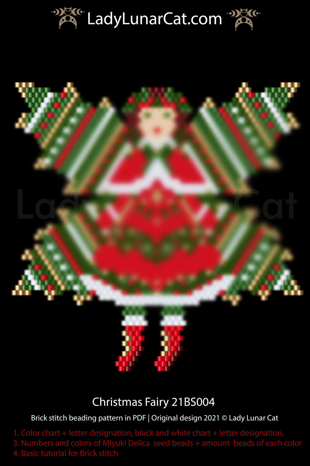Brick stitch pattern for beading Christmas Fairy 21BS004 LadyLunarCat
