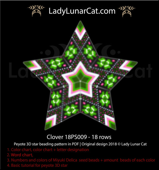 Beaded star pattern for beadweaving Clover 18PS009 LadyLunarCat