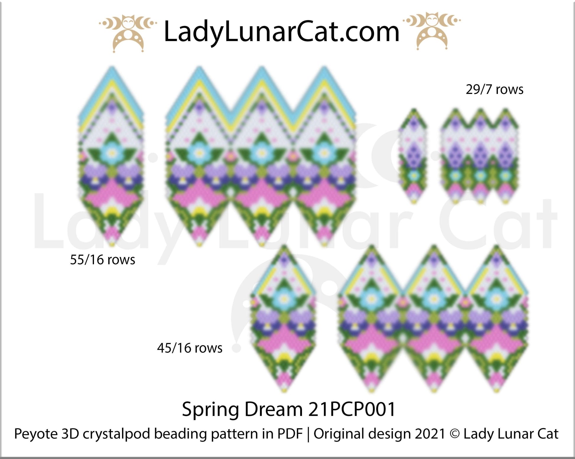 Copy of 3d peyote pod pattern or crystalpod pattern for beading  20PCP006 LadyLunarCat