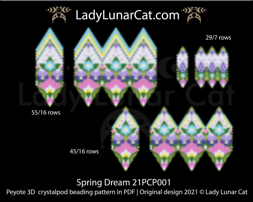 Copy of 3d peyote pod pattern or crystalpod pattern for beading  20PCP006 LadyLunarCat