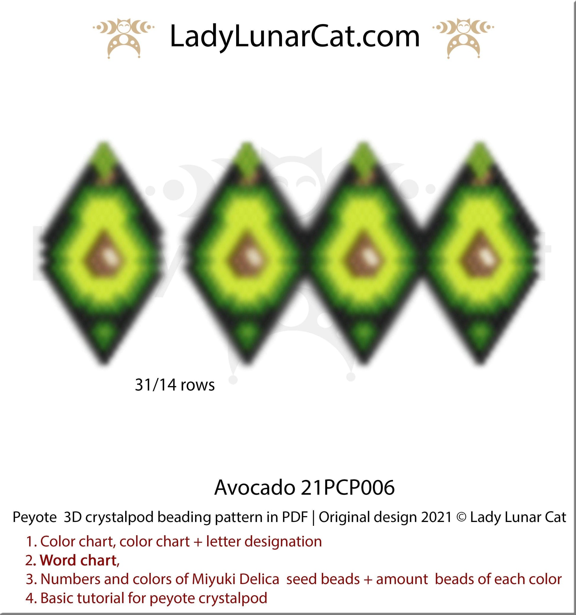 Copy of 3d peyote pod pattern or crystalpod pattern for beading  Frog princess 21PCP005 LadyLunarCat