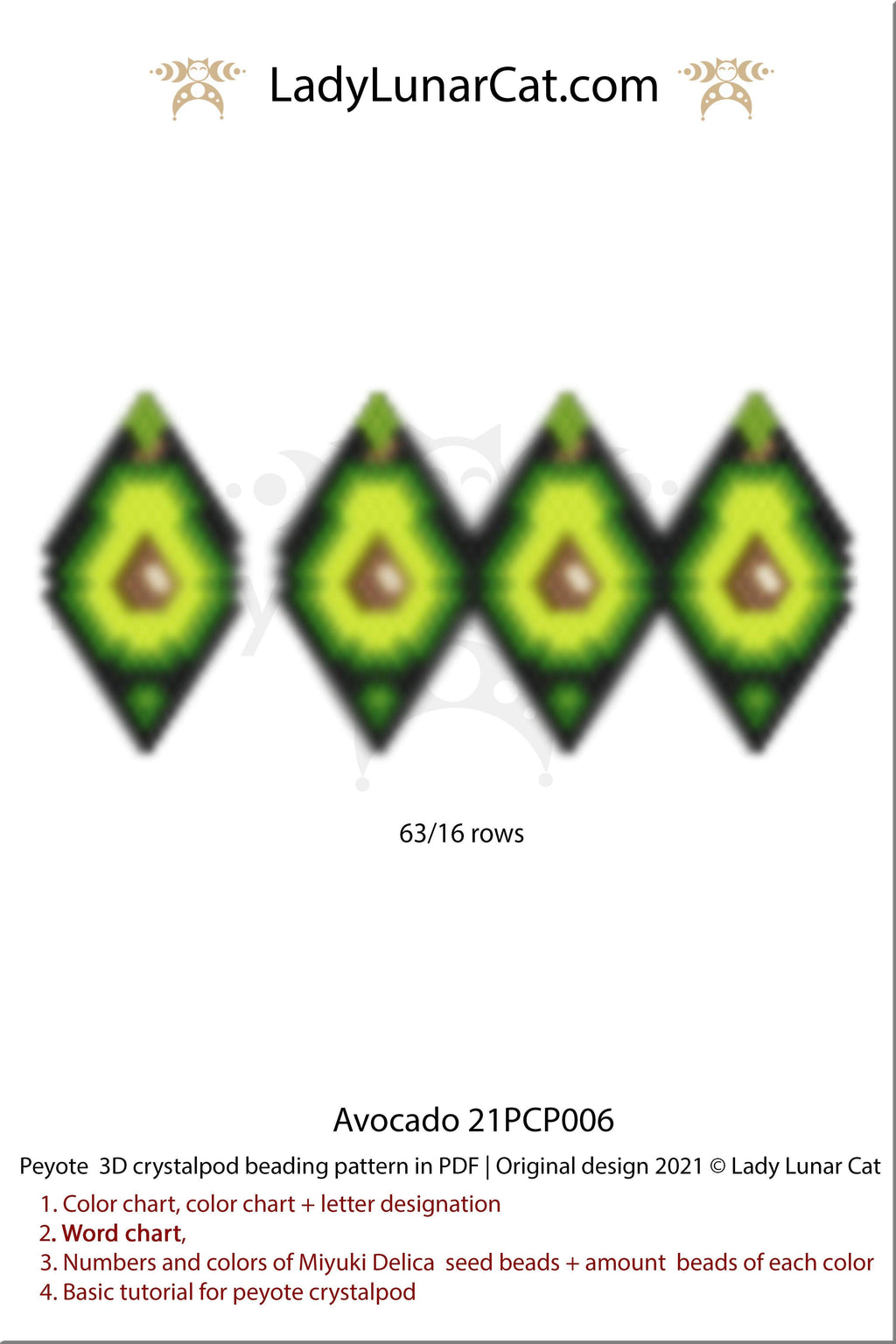 Copy of 3d peyote pod pattern or crystalpod pattern for beading  Frog princess 21PCP005 LadyLunarCat