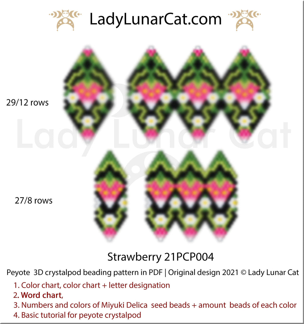 Copy of 3d peyote pod pattern or crystalpod pattern for beading  Rose 21PCP003 LadyLunarCat