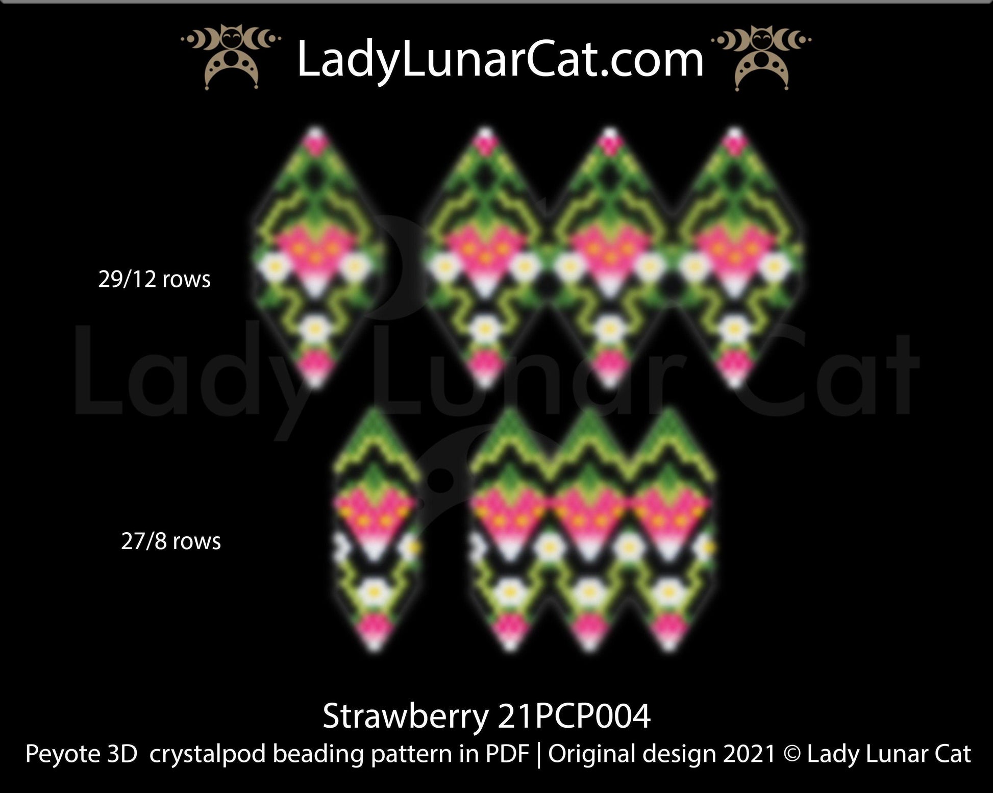 Copy of 3d peyote pod pattern or crystalpod pattern for beading  Rose 21PCP003 LadyLunarCat