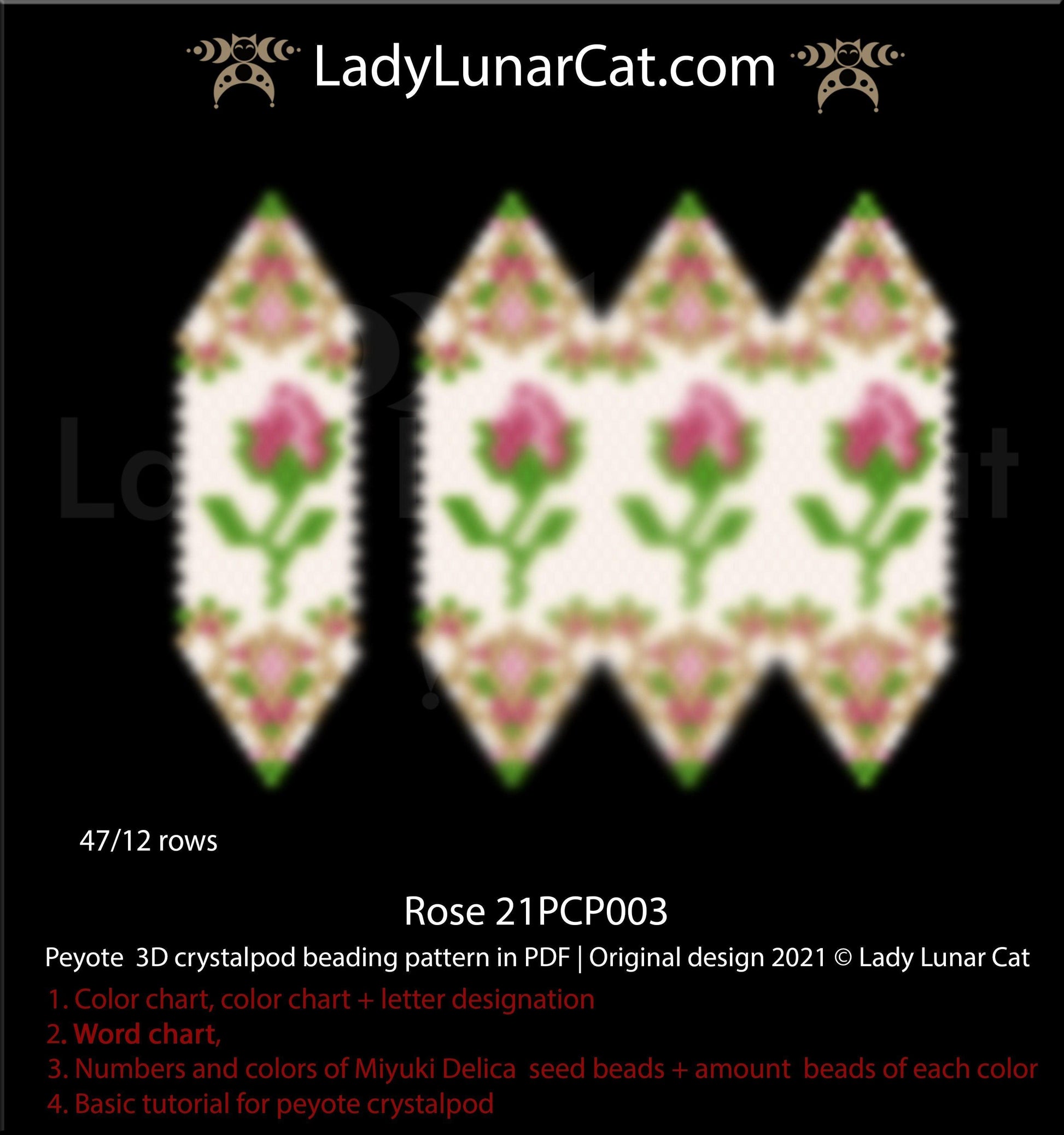 Copy of 3d peyote pod pattern or crystalpod pattern for beading  Spring Dream 21PCP001 LadyLunarCat
