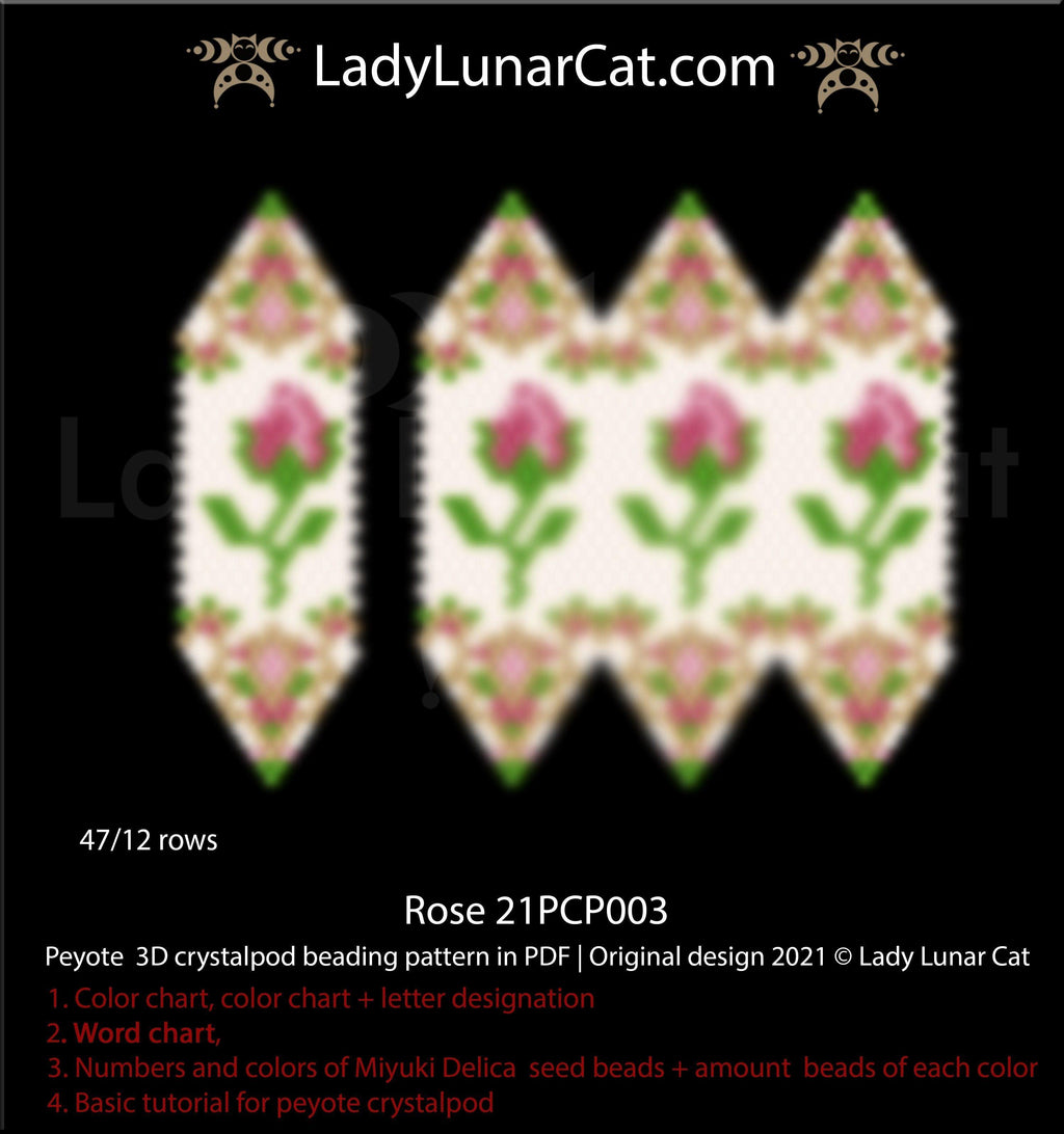 Copy of 3d peyote pod pattern or crystalpod pattern for beading  Spring Dream 21PCP001 LadyLunarCat