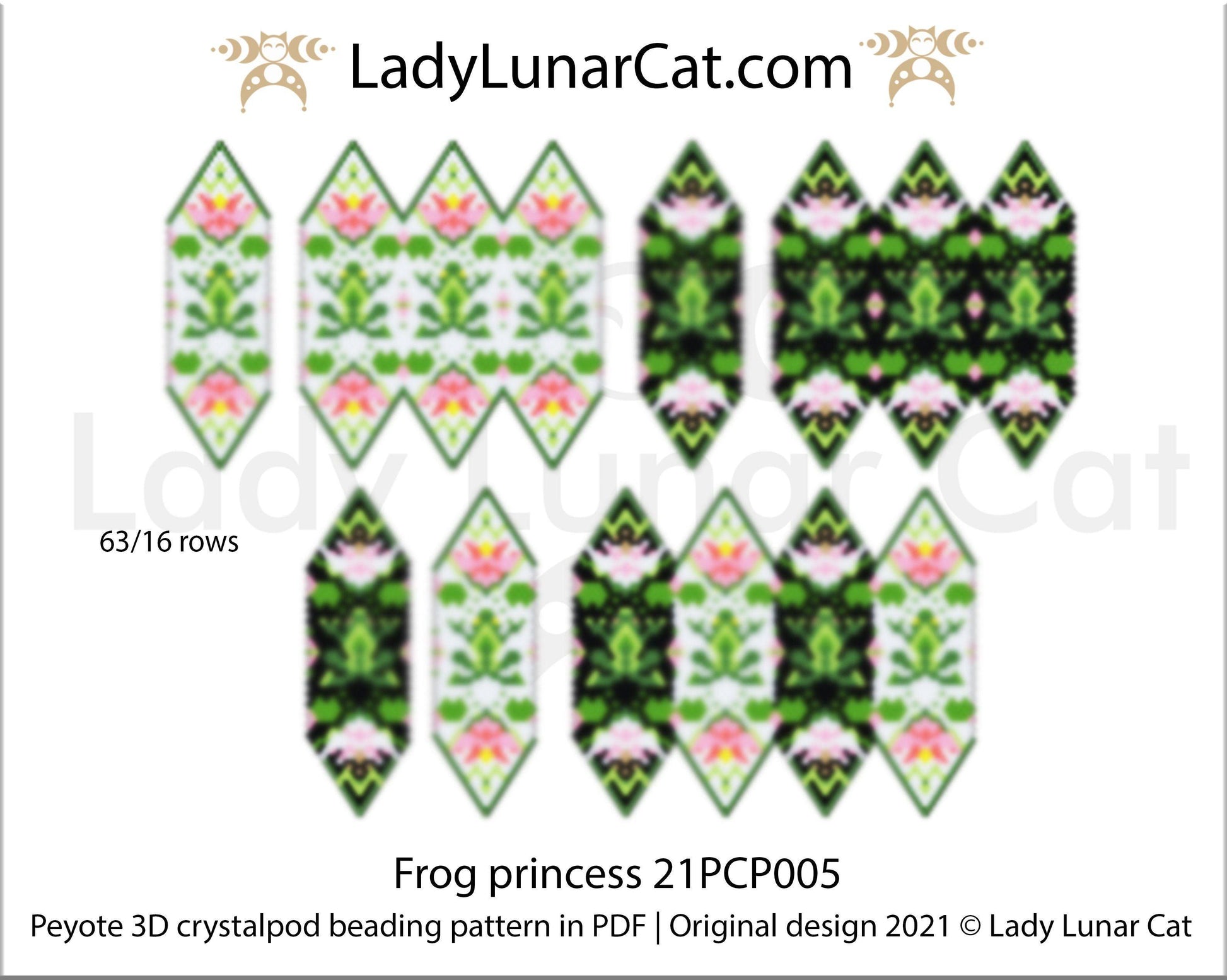 Copy of 3d peyote pod pattern or crystalpod pattern for beading  Strawberry 21PCP004 LadyLunarCat