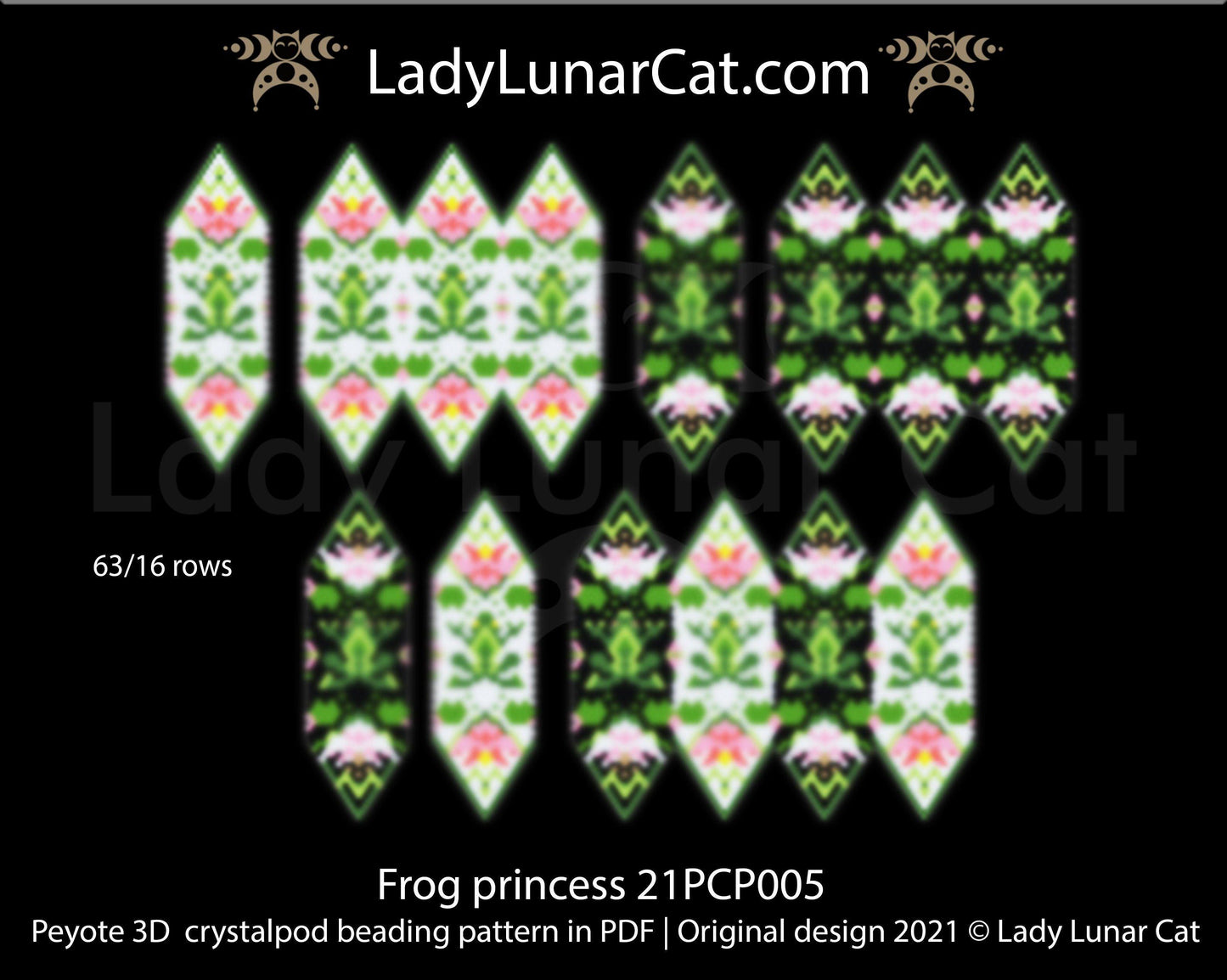 Copy of 3d peyote pod pattern or crystalpod pattern for beading  Strawberry 21PCP004 LadyLunarCat