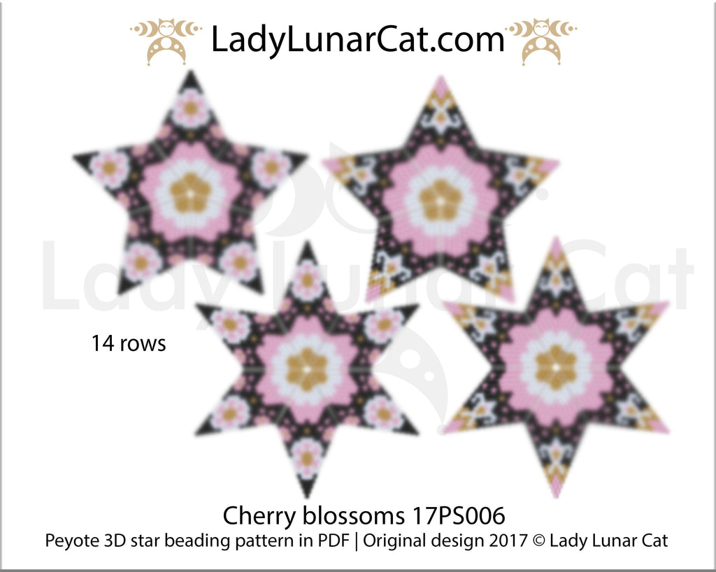 Copy of 3d peyote star patterns for beading Water lilies 20PS010 LadyLunarCat