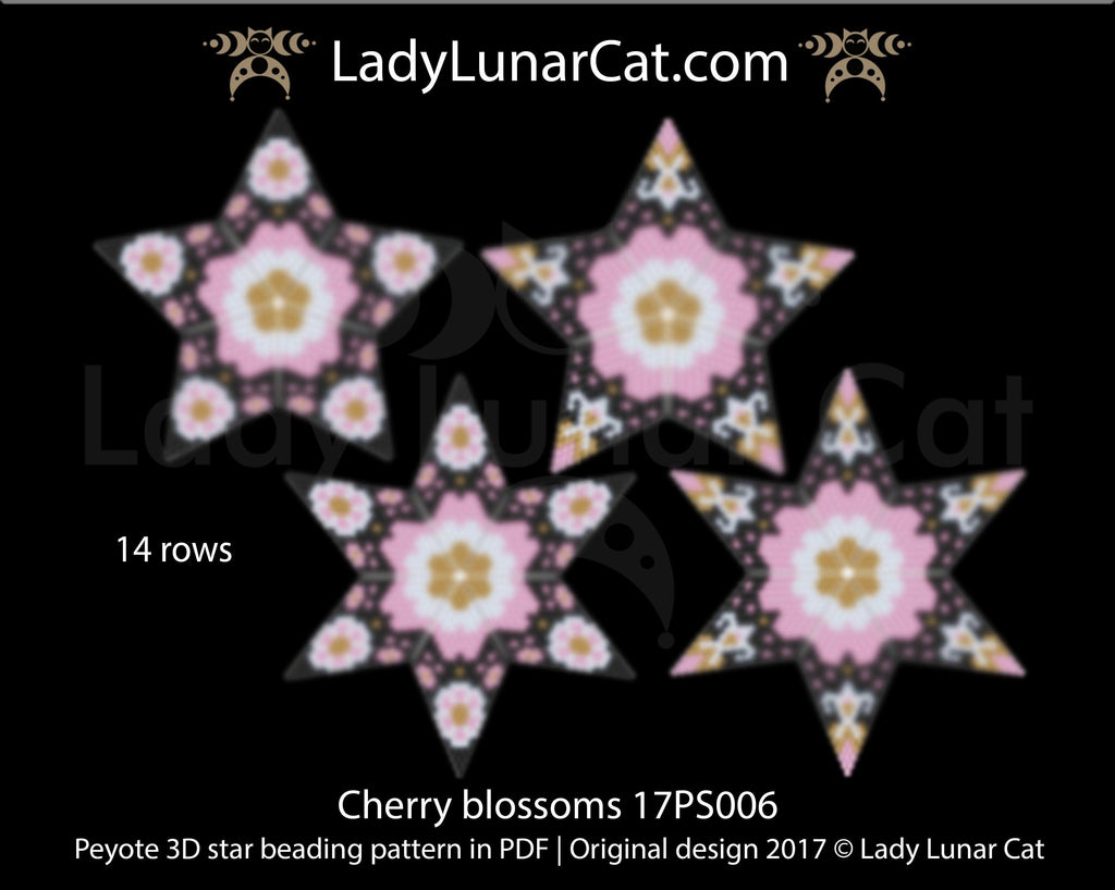 Copy of 3d peyote star patterns for beading Water lilies 20PS010 LadyLunarCat