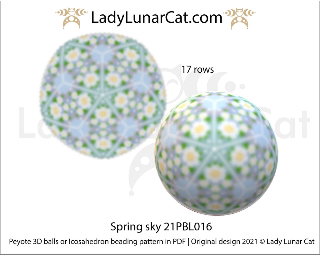 Copy of Beaded ball pattern for beading | Peyote 3d Icosahedron Hydrangea 21PBL018 16 rows LadyLunarCat