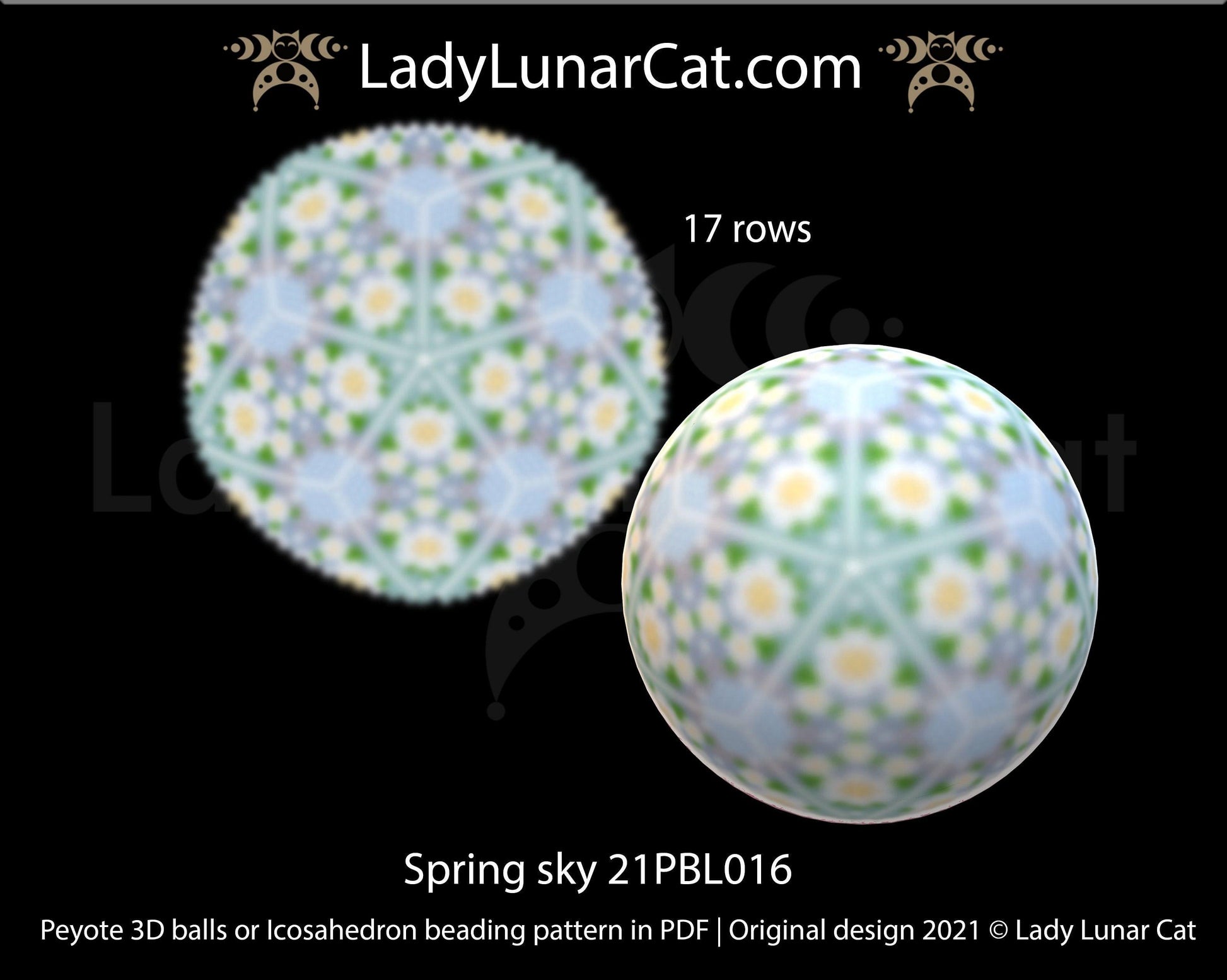 Copy of Beaded ball pattern for beading | Peyote 3d Icosahedron Hydrangea 21PBL018 16 rows LadyLunarCat