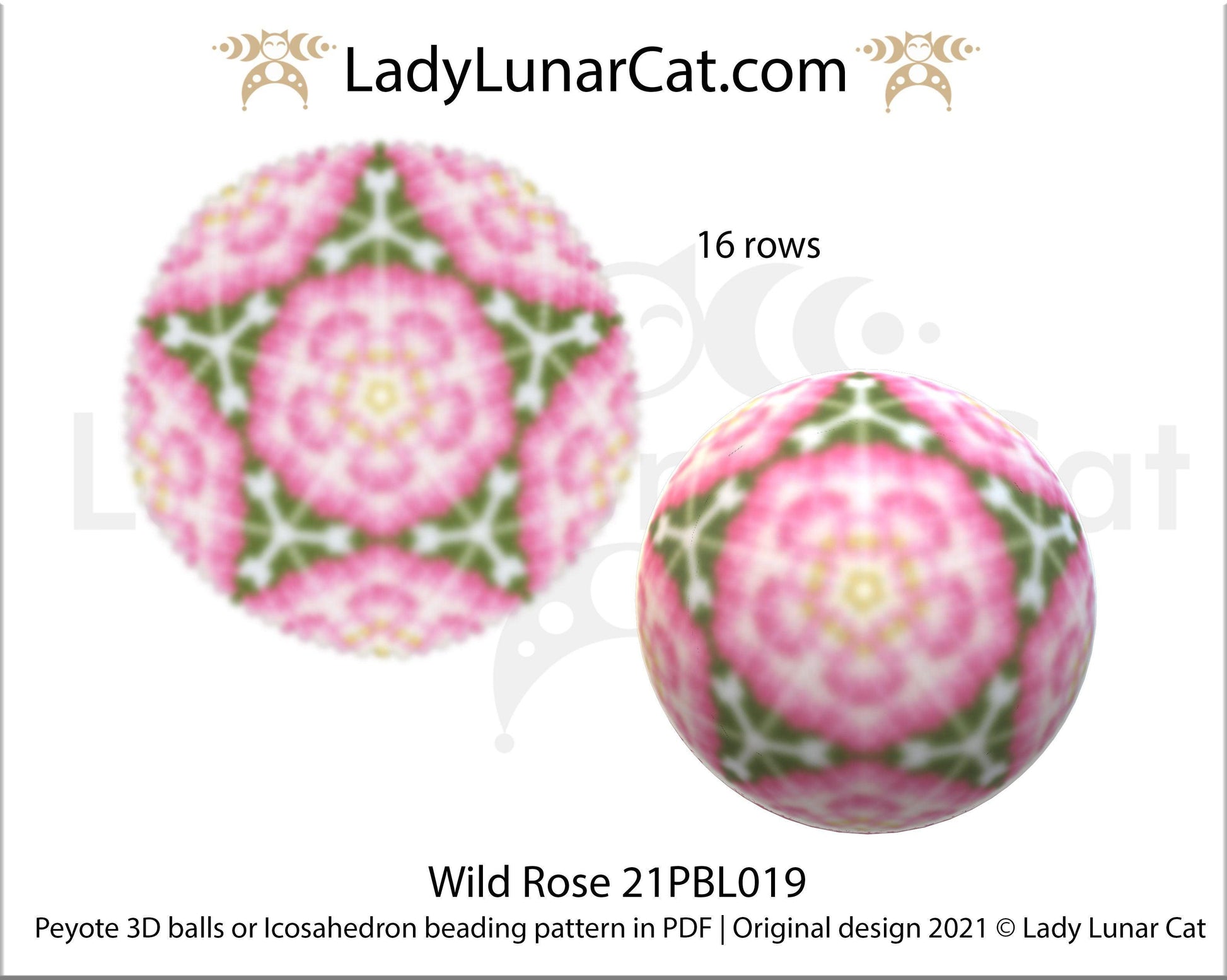 Copy of Beaded ball pattern for beading | Peyote 3d Icosahedron Hydrangea 21PBL018 16 rows LadyLunarCat