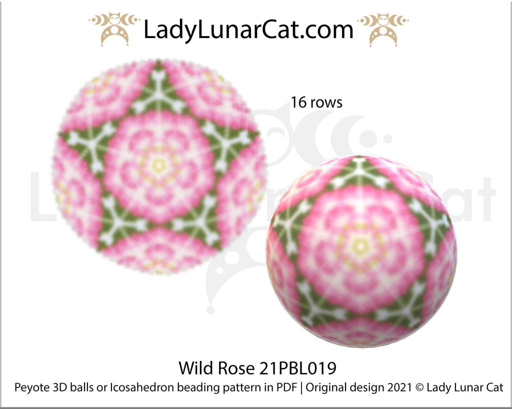 Copy of Beaded ball pattern for beading | Peyote 3d Icosahedron Hydrangea 21PBL018 16 rows LadyLunarCat