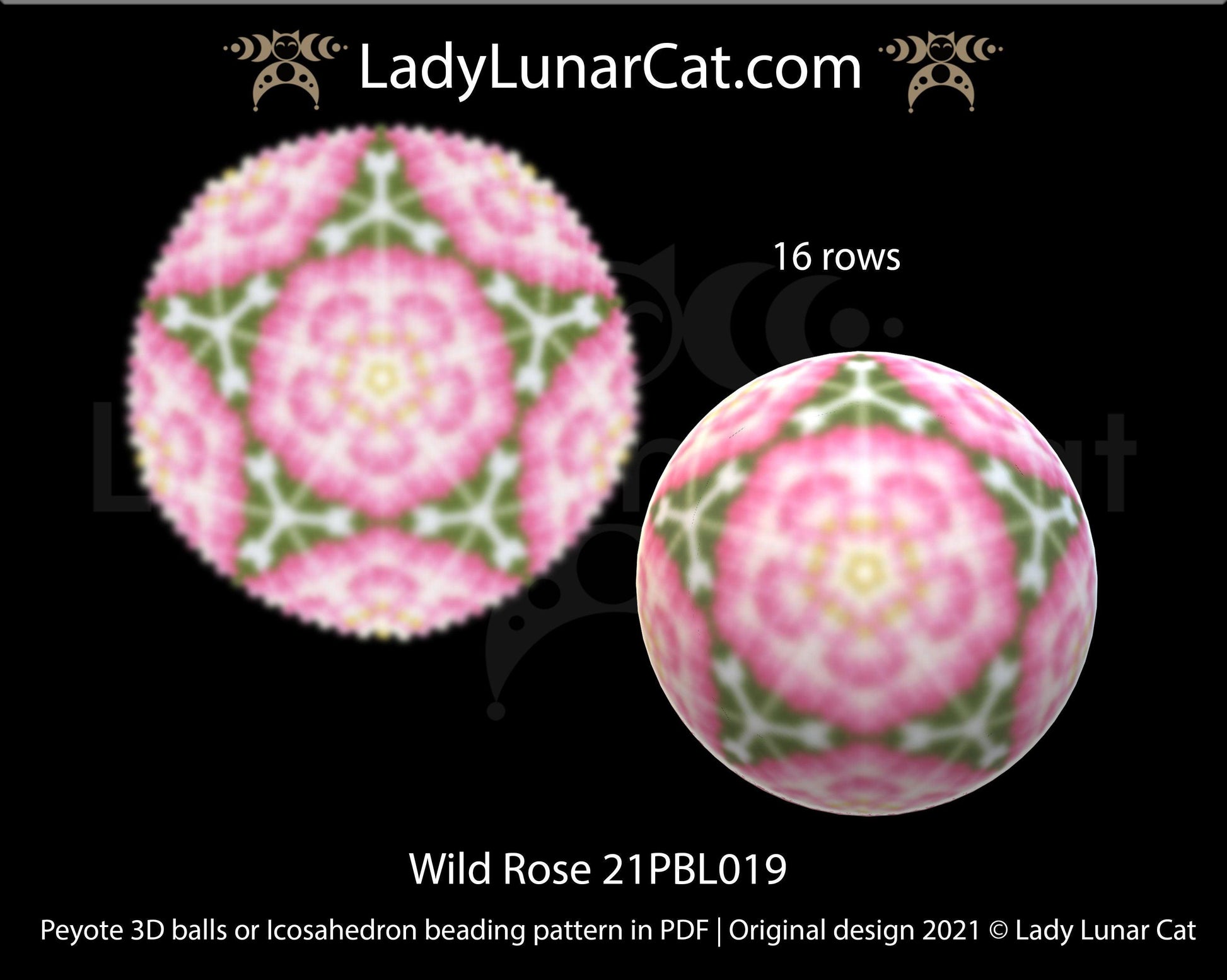 Copy of Beaded ball pattern for beading | Peyote 3d Icosahedron Hydrangea 21PBL018 16 rows LadyLunarCat