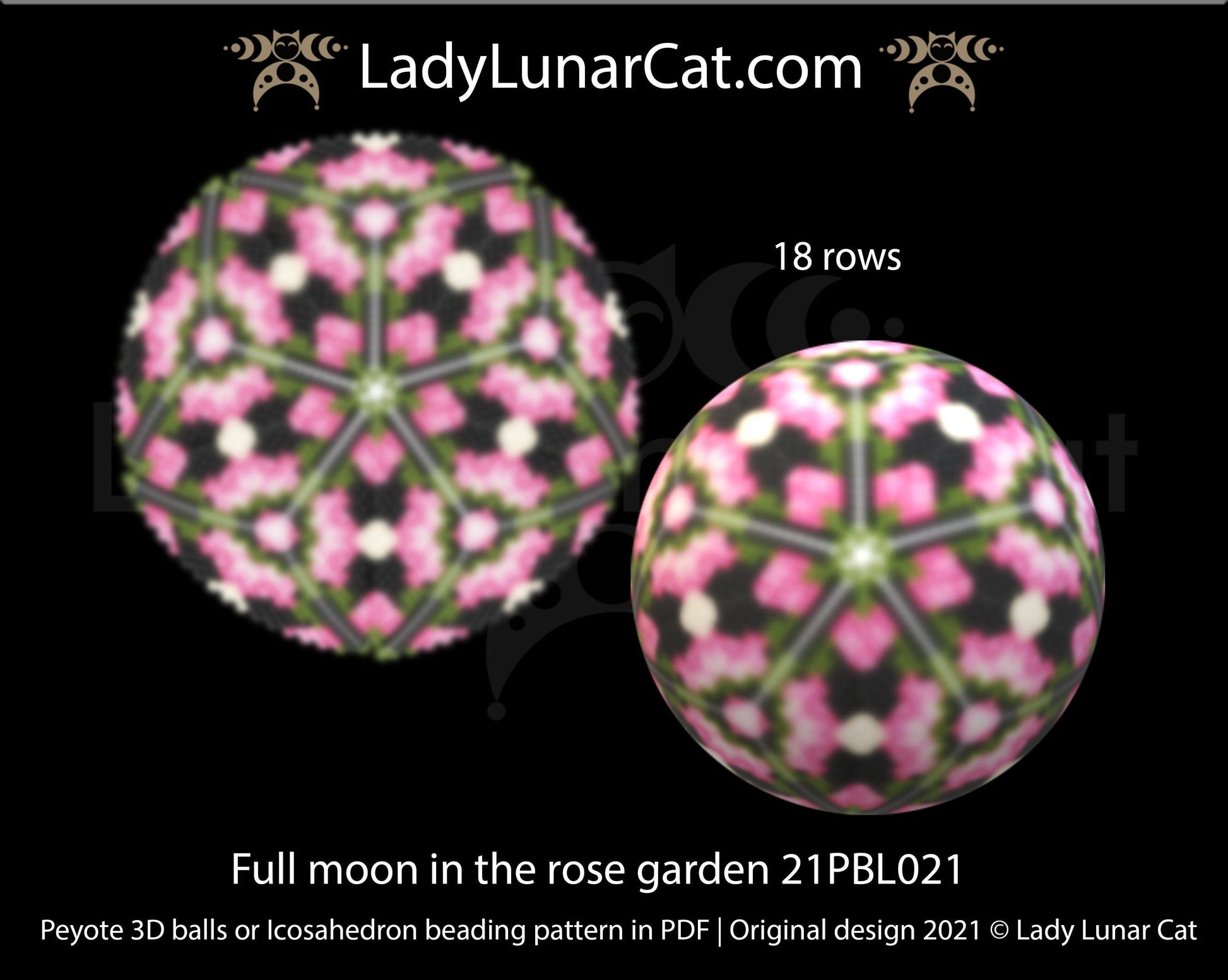 Copy of Beaded ball pattern for beading | Peyote 3d Icosahedron Wild Rose 21PBL019 16 rows LadyLunarCat