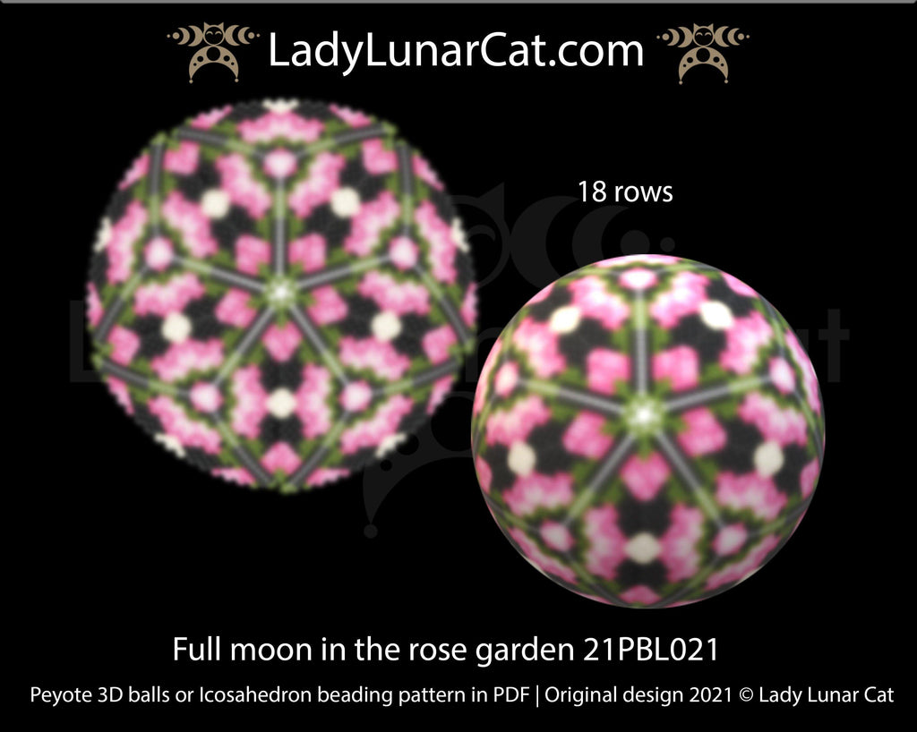 Copy of Beaded ball pattern for beading | Peyote 3d Icosahedron Wild Rose 21PBL019 16 rows LadyLunarCat