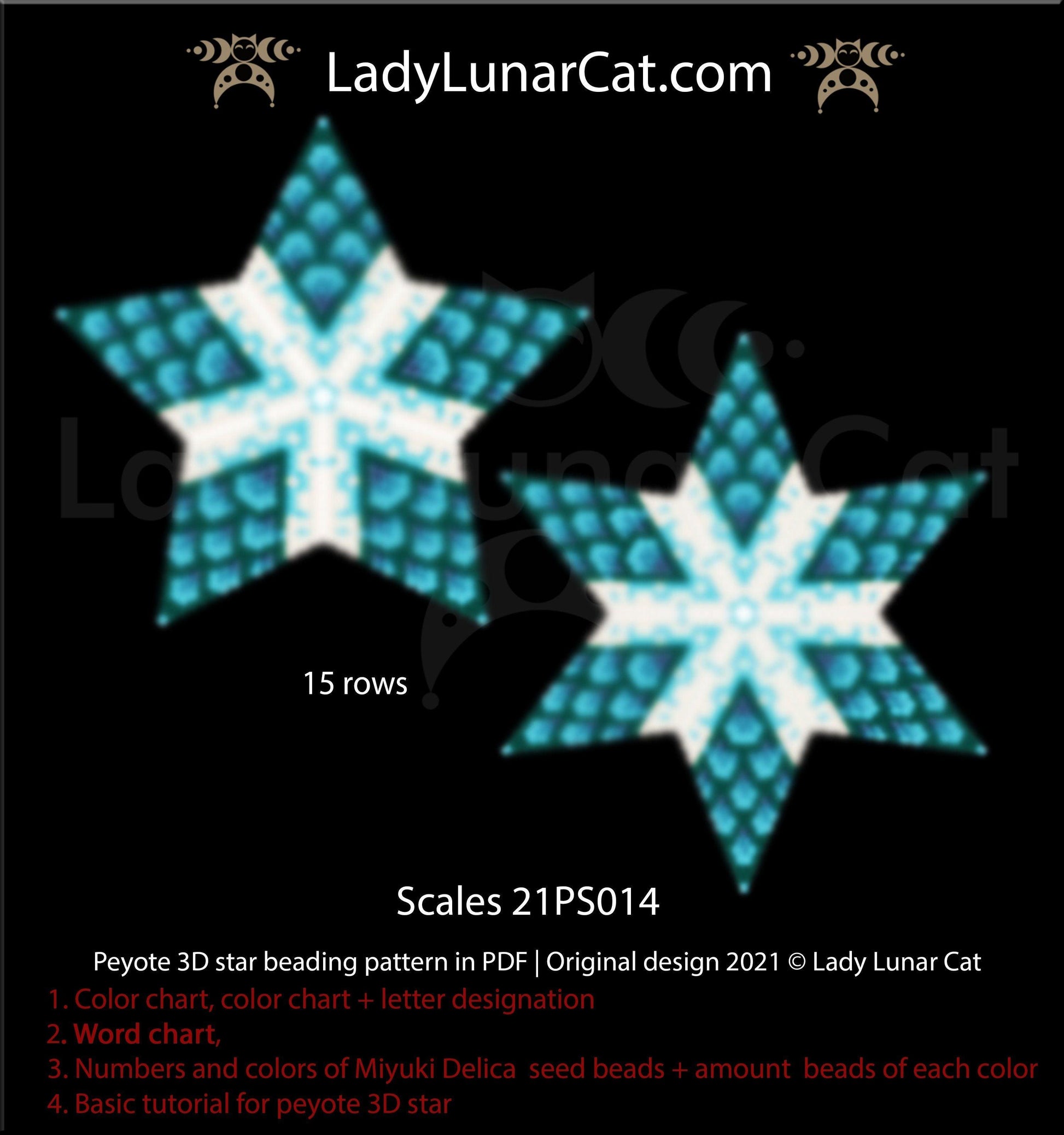 Copy of Beaded star pattern - Avocado 21PS012 LadyLunarCat