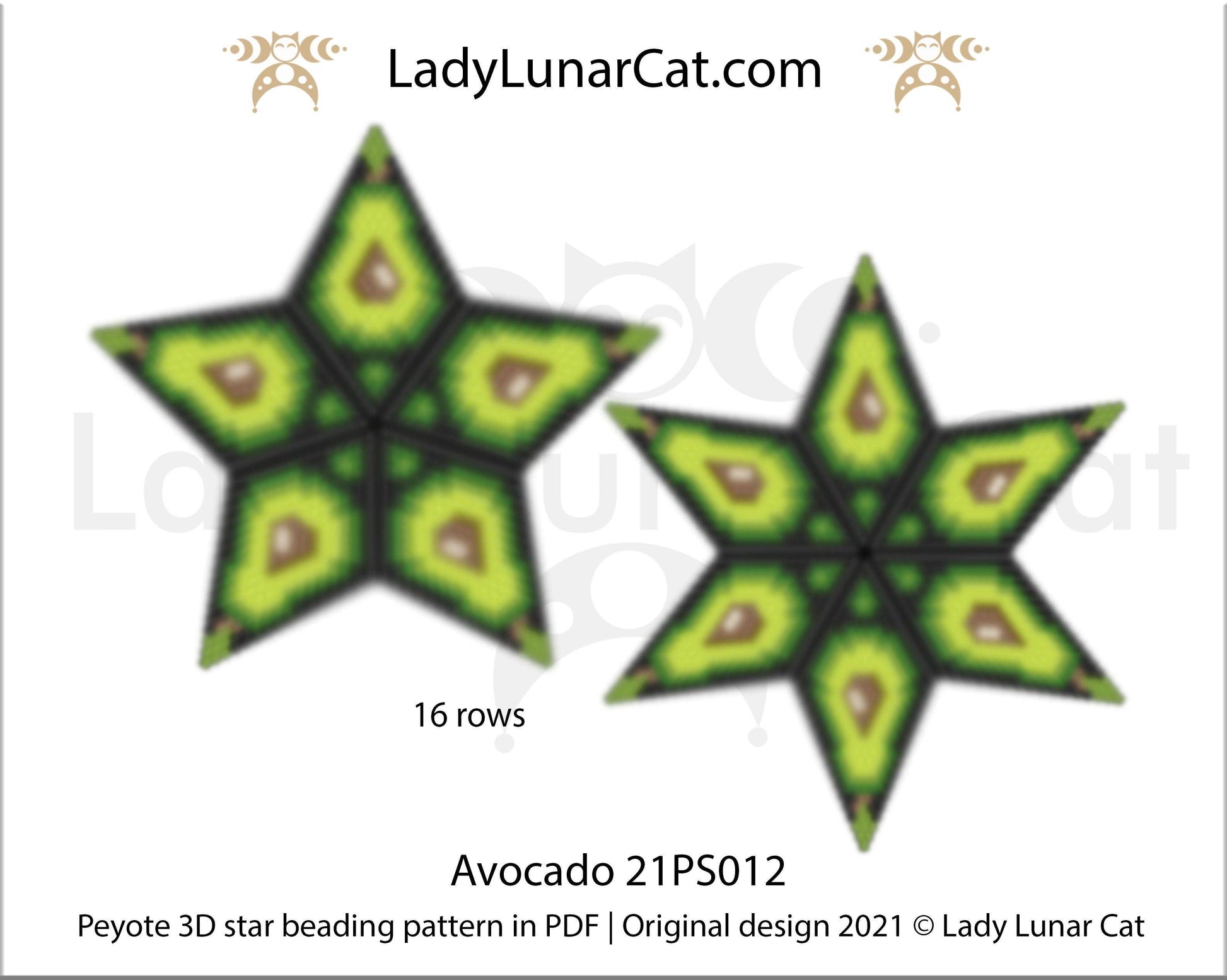 Copy of Beaded star pattern - Lemon 21PS011 | Seed beads tutorial for 3D peyote star LadyLunarCat