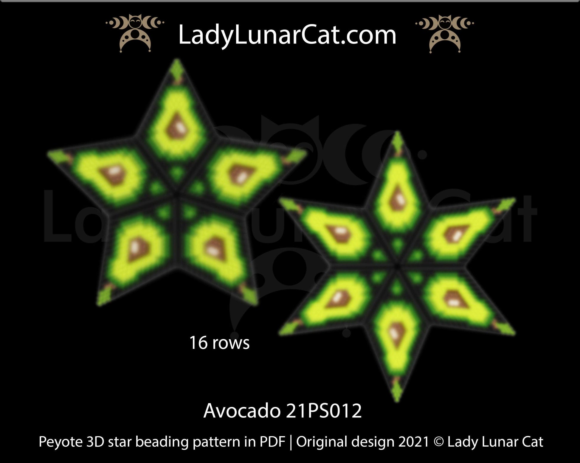 Copy of Beaded star pattern - Lemon 21PS011 | Seed beads tutorial for 3D peyote star LadyLunarCat