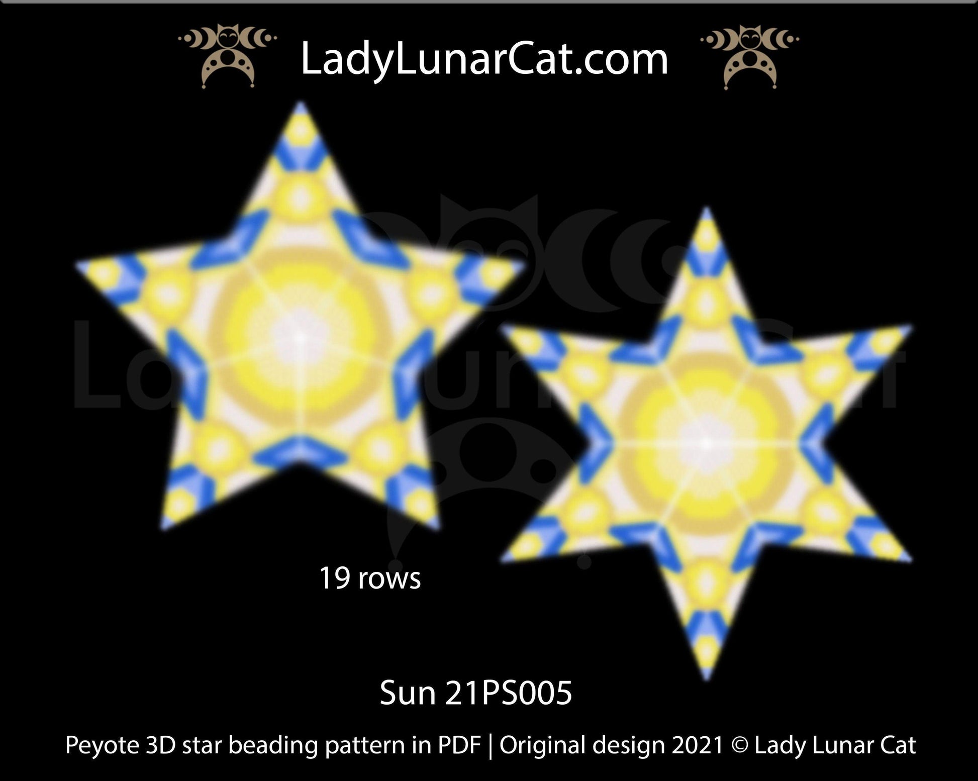 Copy of Beaded star pattern - Love Labradors 21PS003 | Seed beads tutorial for 3D peyote star LadyLunarCat