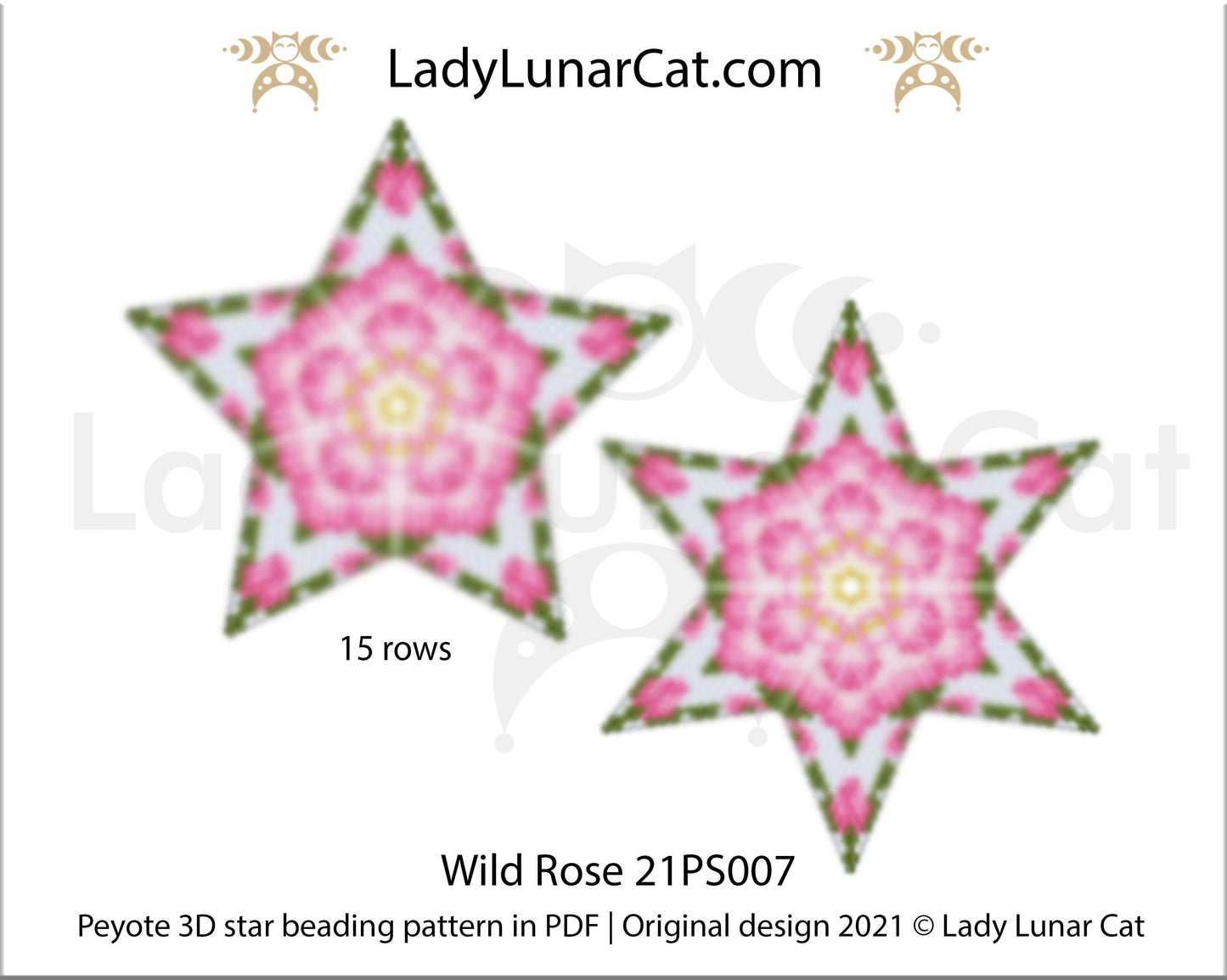 Copy of Beaded star pattern - Summer night 21PS023 | Seed beads tutorial for 3D peyote star LadyLunarCat