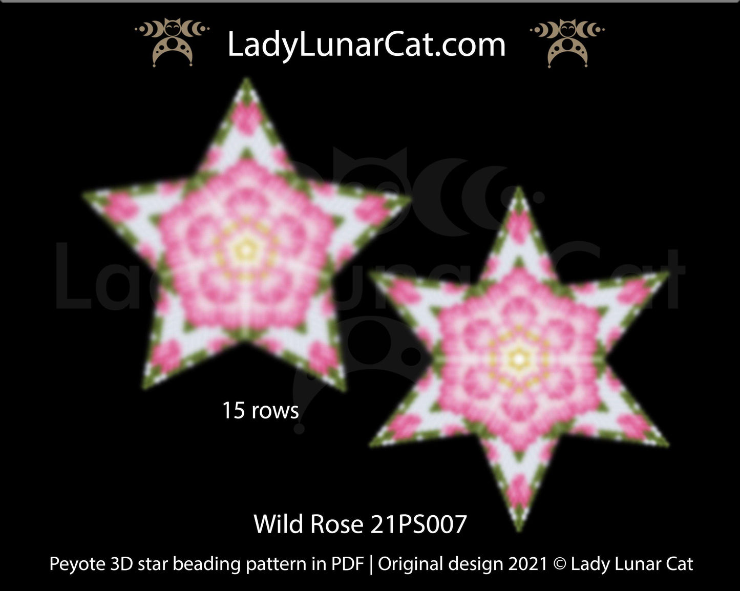 Copy of Beaded star pattern - Summer night 21PS023 | Seed beads tutorial for 3D peyote star LadyLunarCat