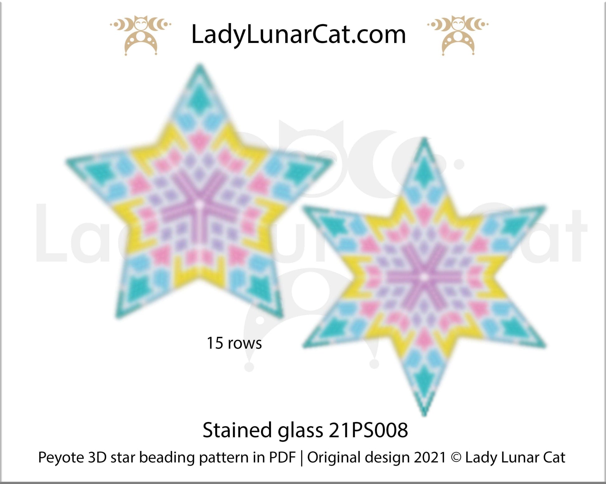 Copy of Beaded star pattern - Wild Rose 21PS007 | Seed beads tutorial for 3D peyote star LadyLunarCat
