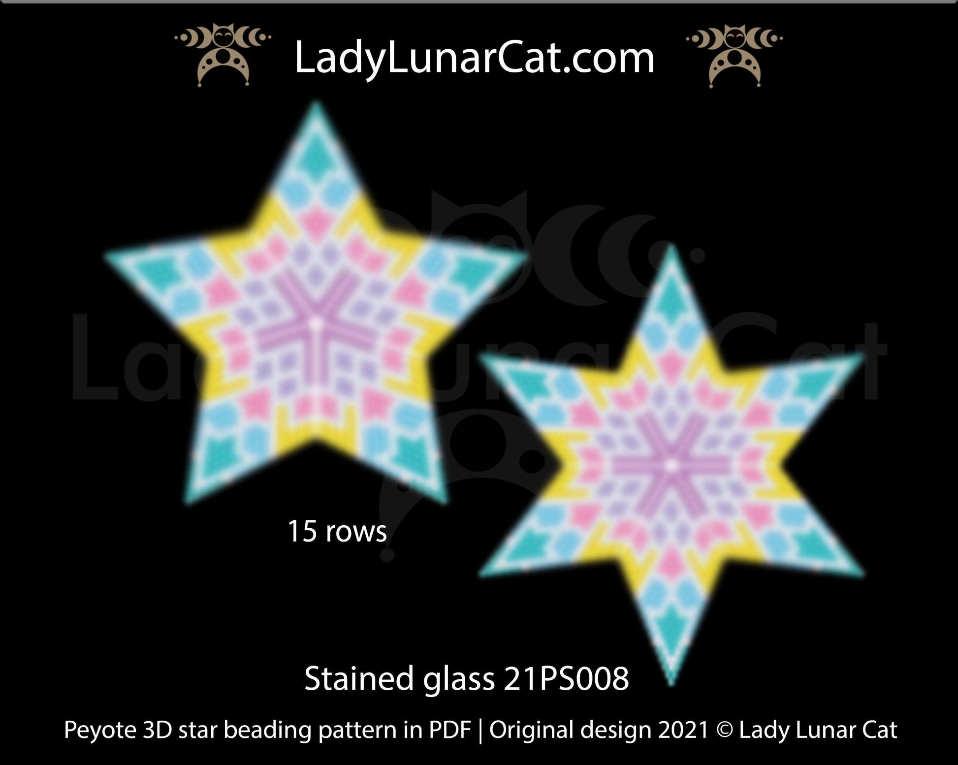 Copy of Beaded star pattern - Wild Rose 21PS007 | Seed beads tutorial for 3D peyote star LadyLunarCat