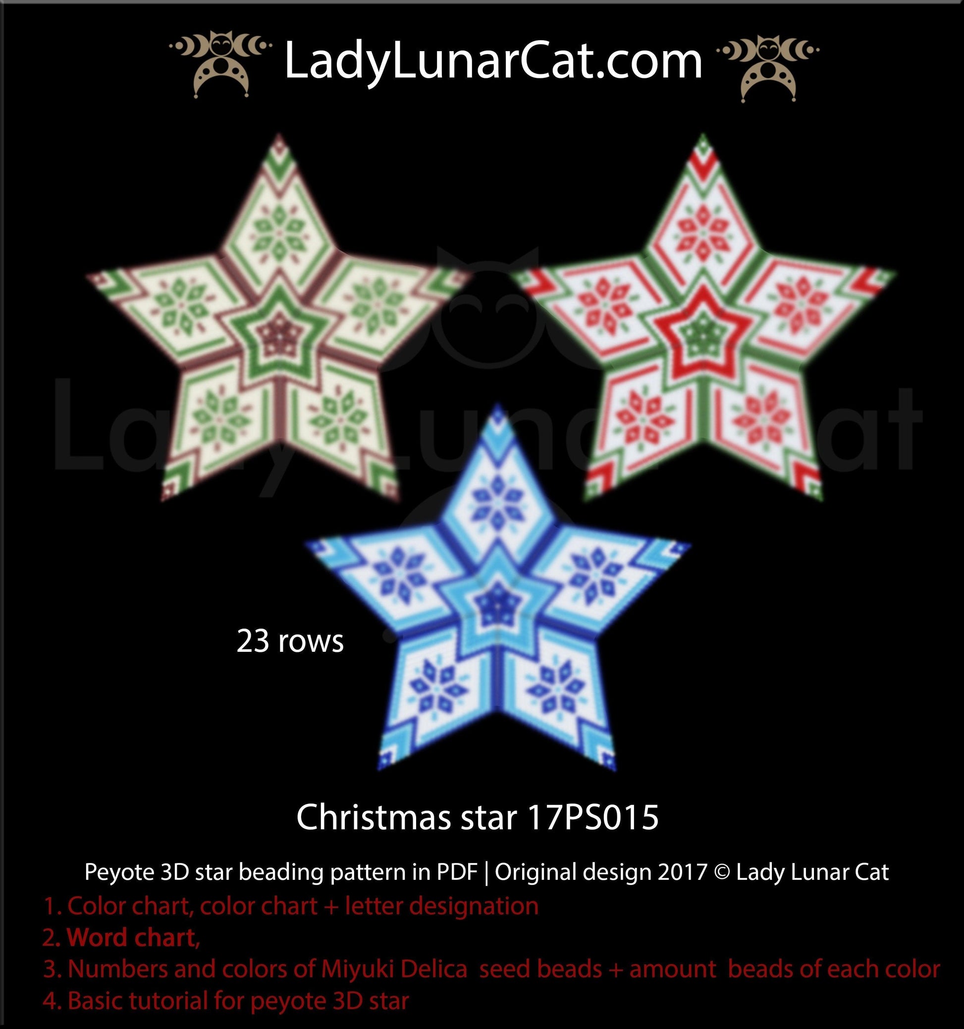 Copy of Beaded star pattern for beadweaving Christmas 21PS001 LadyLunarCat