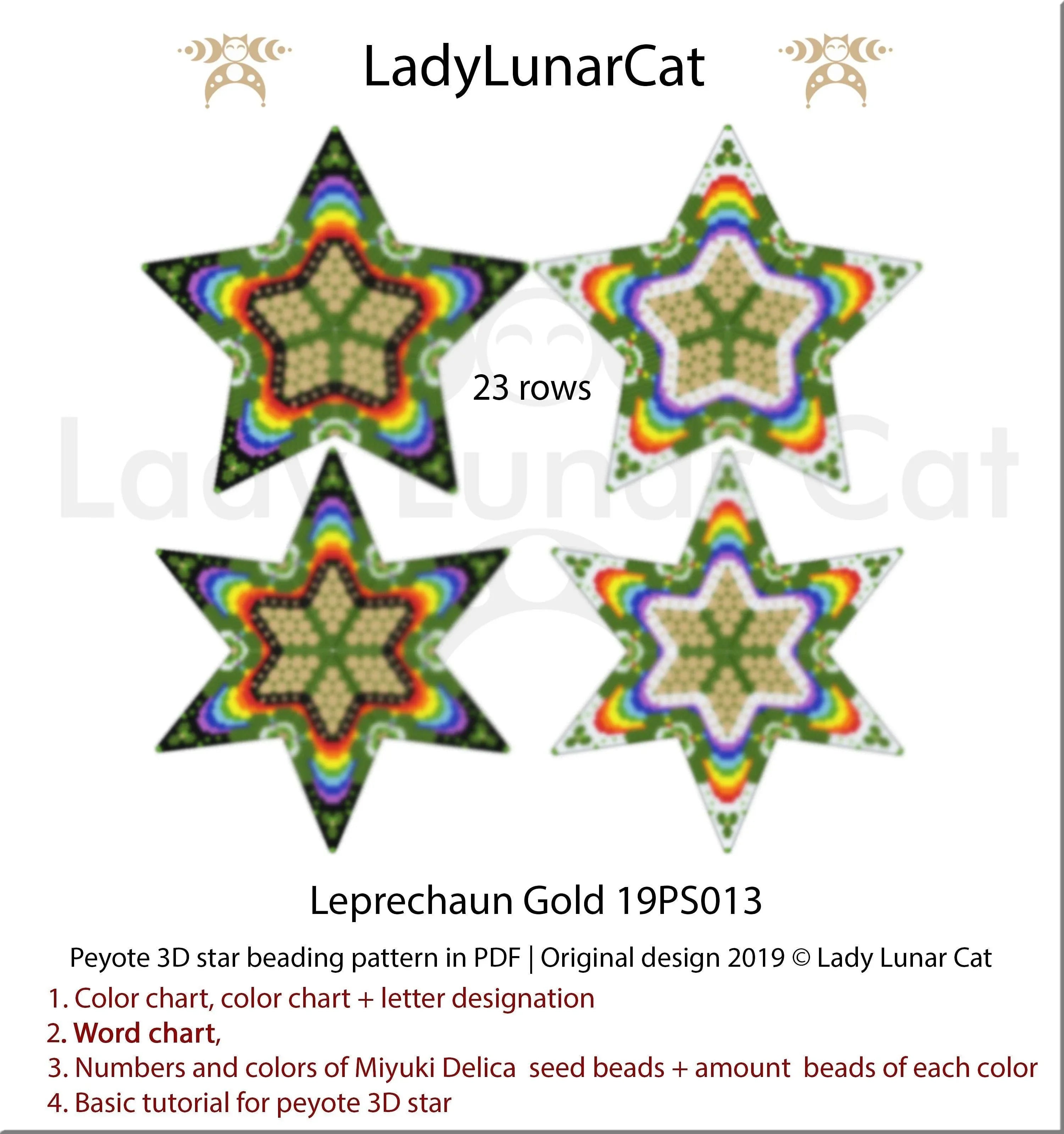 Leprechaun Gold beaded star colorway 1 - 11 colors rainbow St. Patrick's Day LadyLunarCat