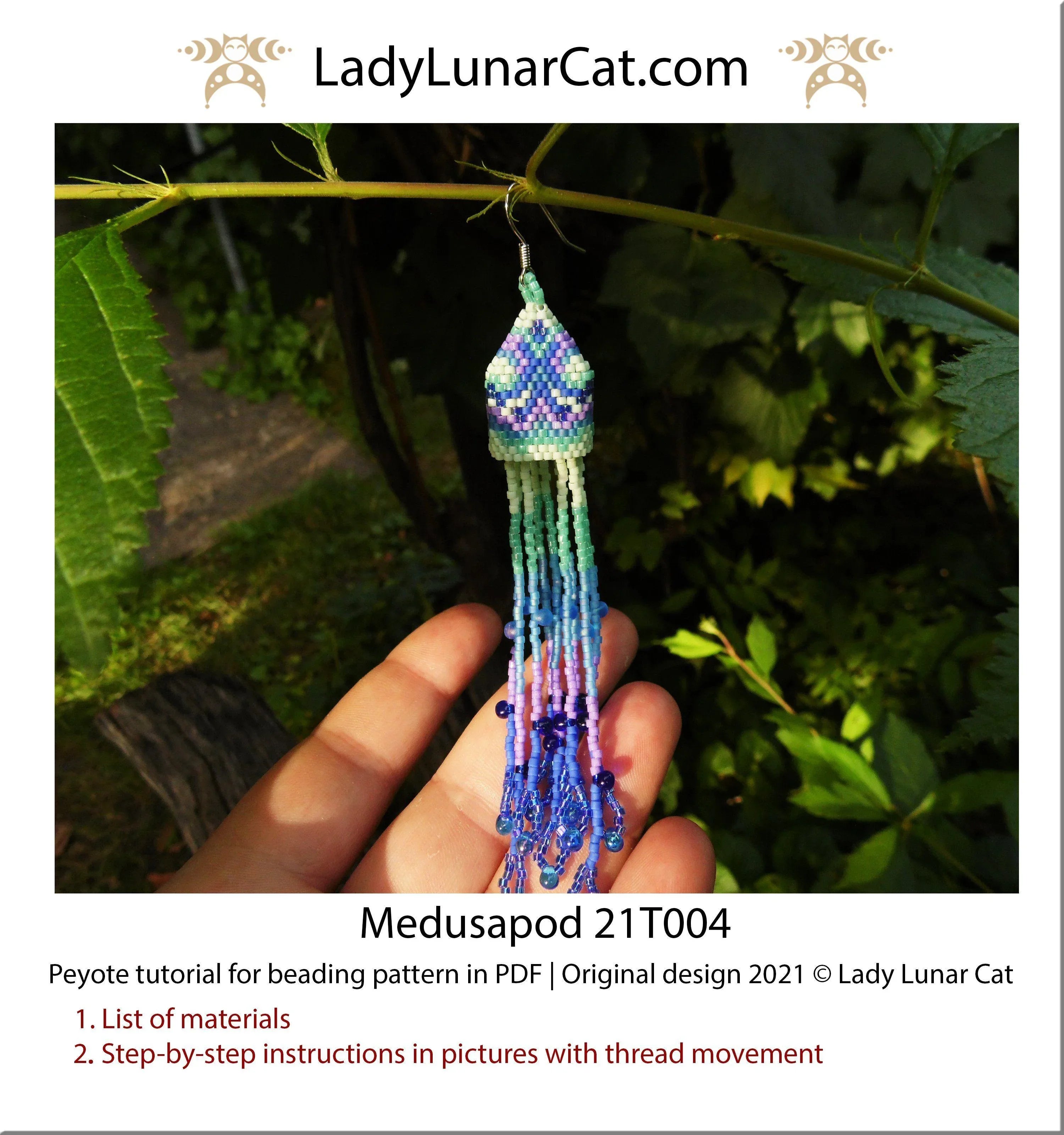 Medusa peyote pod detail - 3 petals iridescent fringe close up 9 pages LadyLunarCat