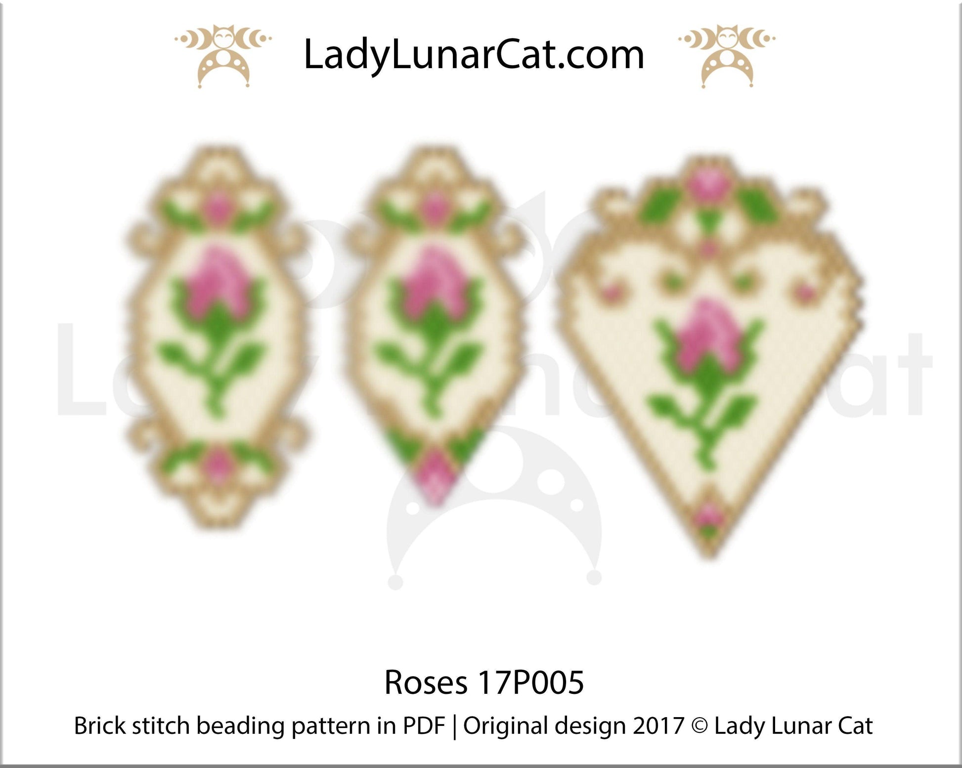 Copy of Brick stitch pattern for beading Cherry blossom fairy 21BS002 | Spring beaded earrings tutorial LadyLunarCat