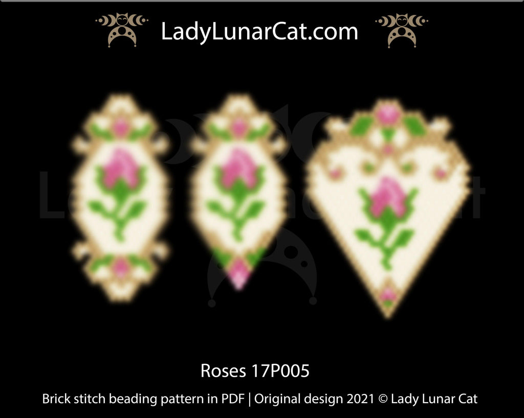 Copy of Brick stitch pattern for beading Cherry blossom fairy 21BS002 | Spring beaded earrings tutorial LadyLunarCat