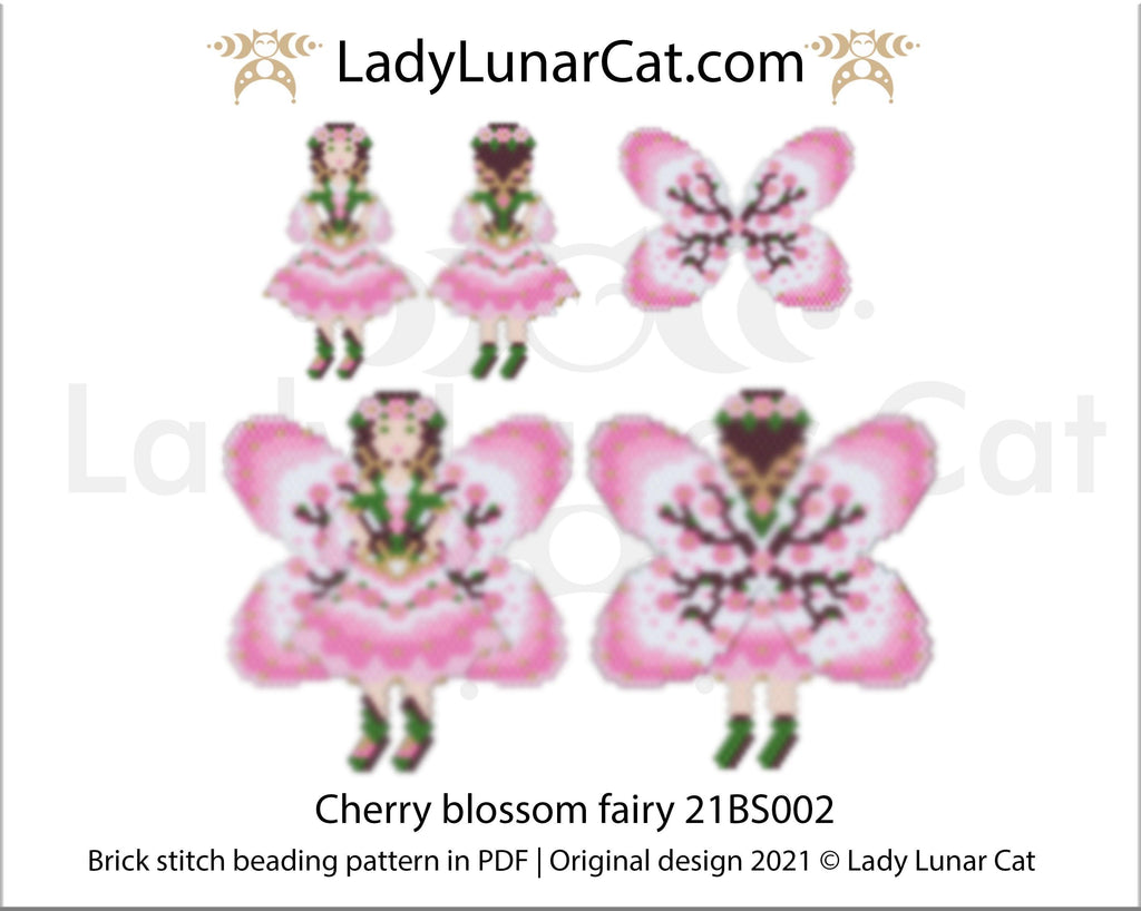 Copy of Brick stitch pattern for beading Fairy of Spring 21BS001 | Spring beaded earrings tutorial LadyLunarCat