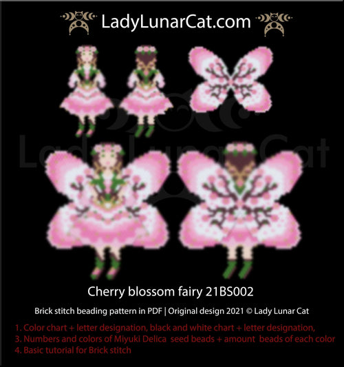 Cherry blossom fairy beaded earrings — sakura spring fairy tale brick stitch LadyLunarCat