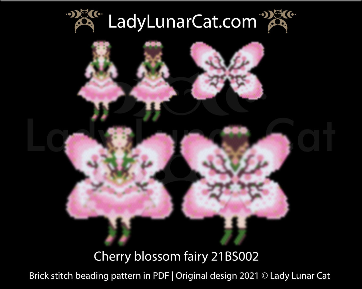 Copy of Brick stitch pattern for beading Fairy of Spring 21BS001 | Spring beaded earrings tutorial LadyLunarCat