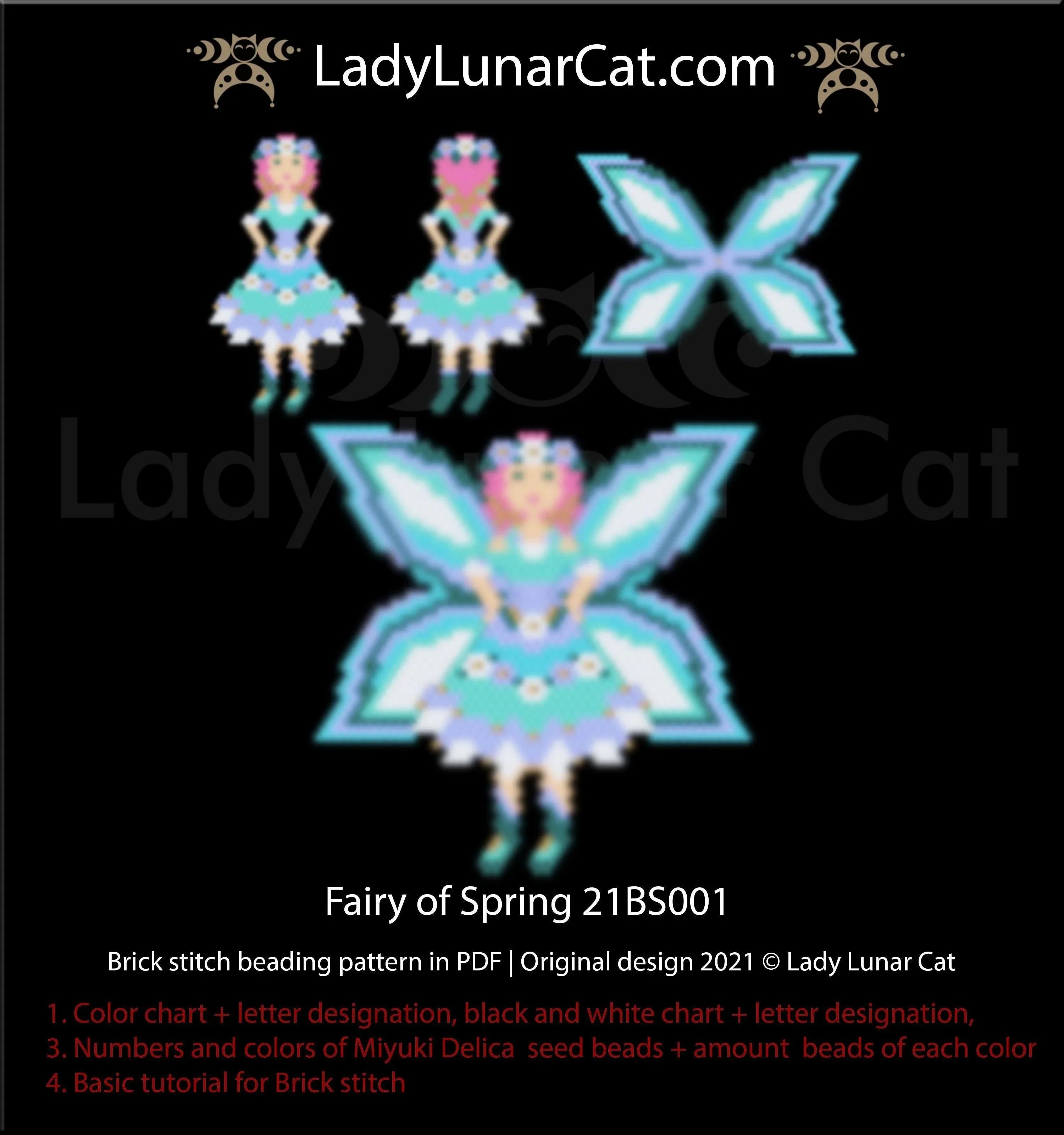 Spring fairy beaded earrings — floral fairy tale brick stitch spring garden LadyLunarCat
